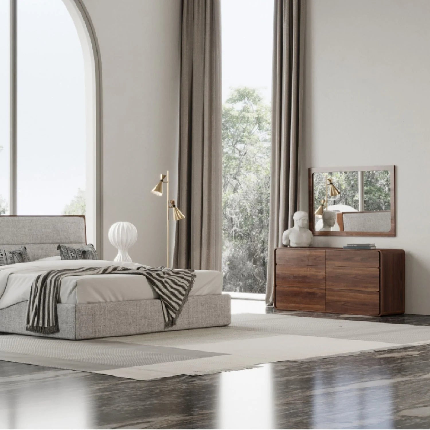 Luxury Modern Solid Rubberwood Dresser European Style for Villa