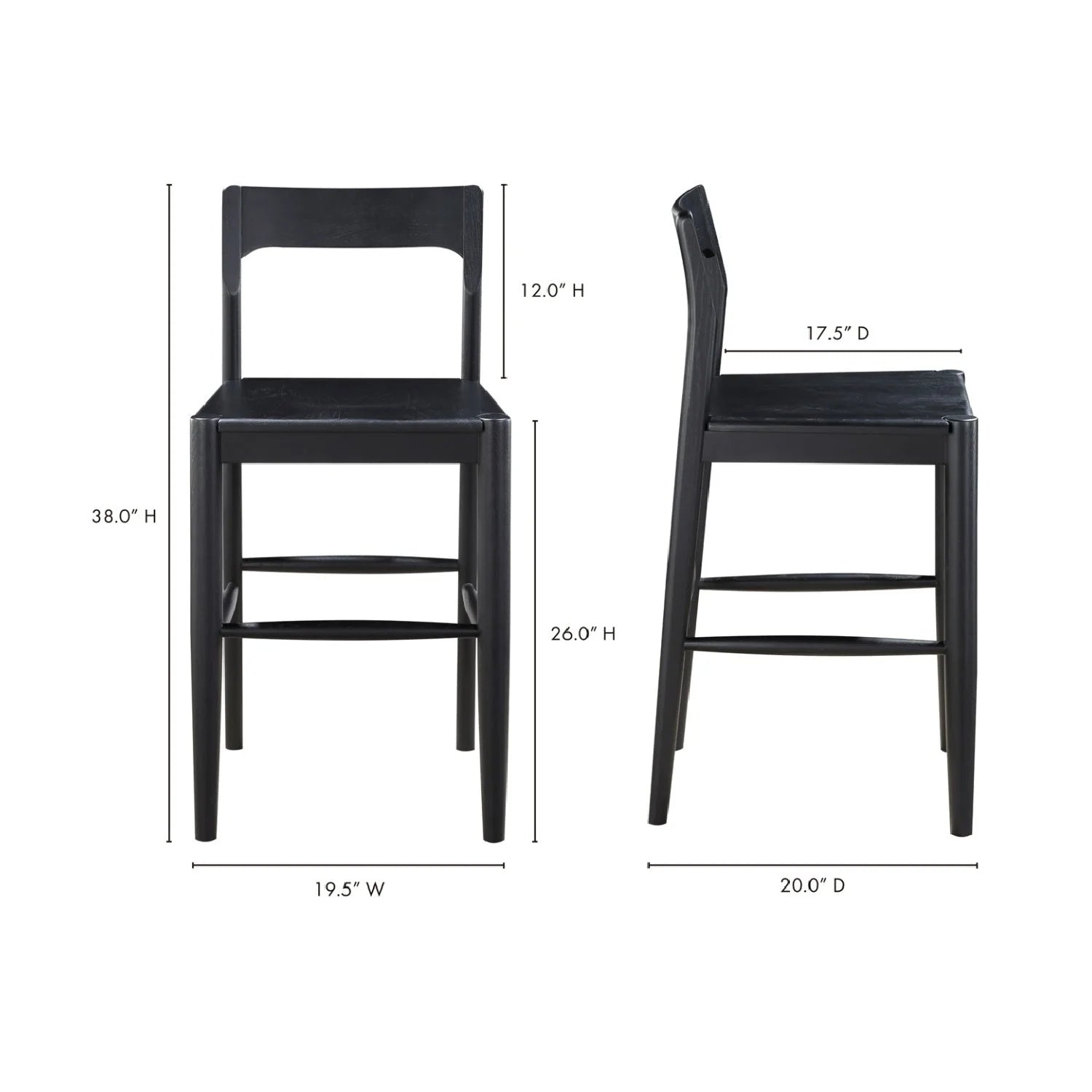 Luxury Modern Solid Wood Open Back Counter Stool European Style for Villa