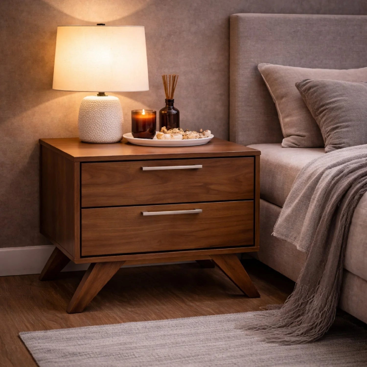 Luxury Modern Soria 2-Drawer Nightstand European Style for Villa
