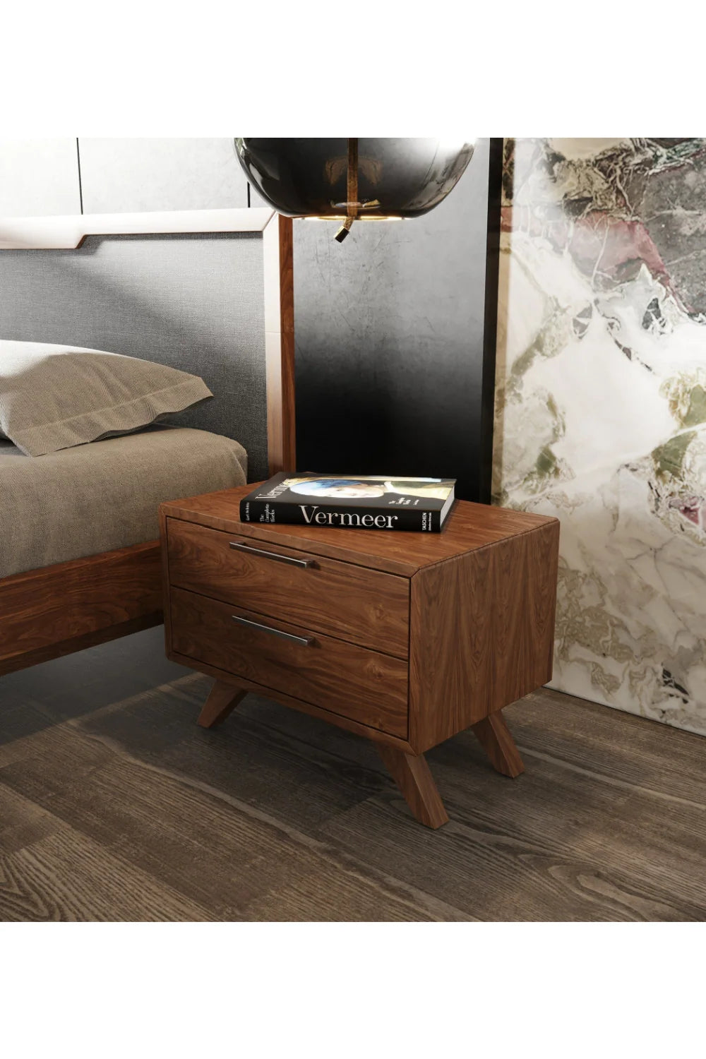 Luxury Modern Soria 2-Drawer Nightstand European Style for Villa