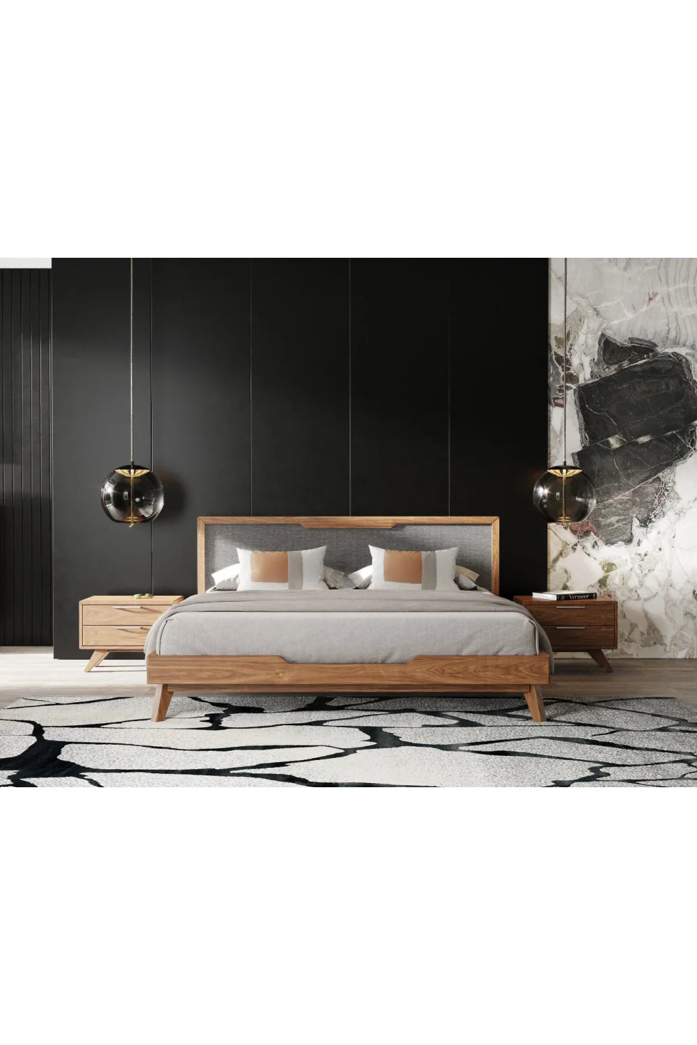 Luxury Modern Soria 2-Drawer Nightstand European Style for Villa