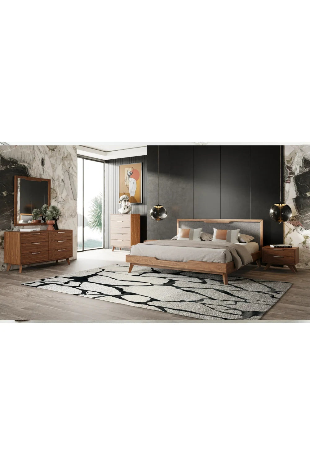 Luxury Modern Soria 2-Drawer Nightstand European Style for Villa