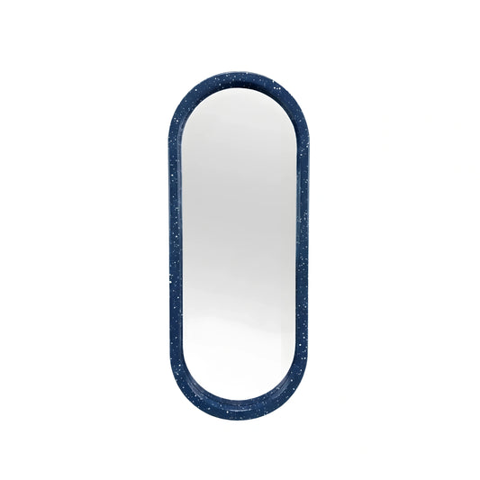 Luxury Modern Speckled Blue Pill Mirror European Style for Villa