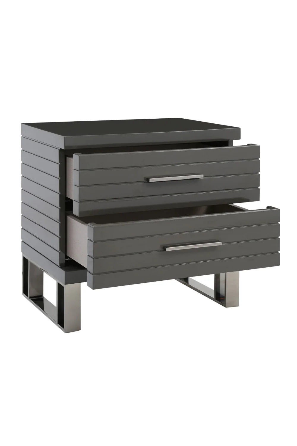Luxury Modern Splendor Slatted Nightstand European Style for Villa