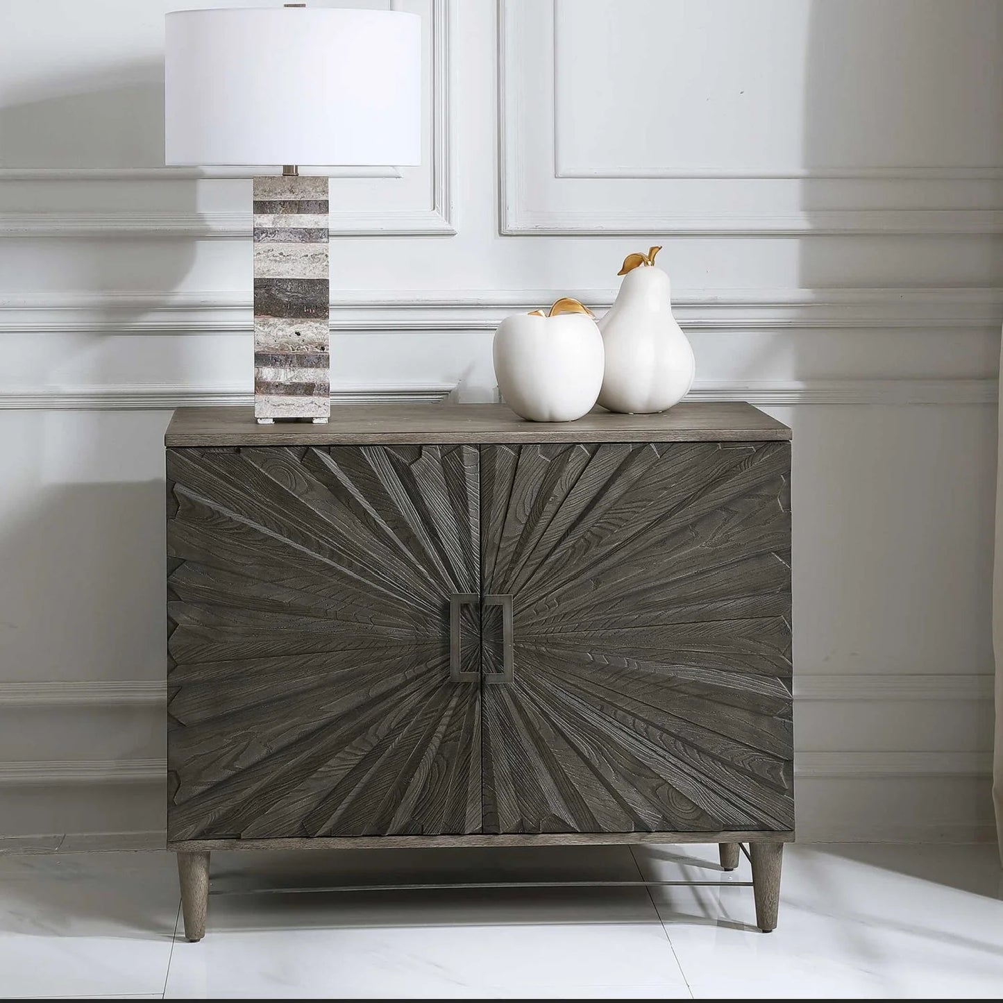 Luxury Modern Starburst Oak Veneer Cabinet European Style for Villa