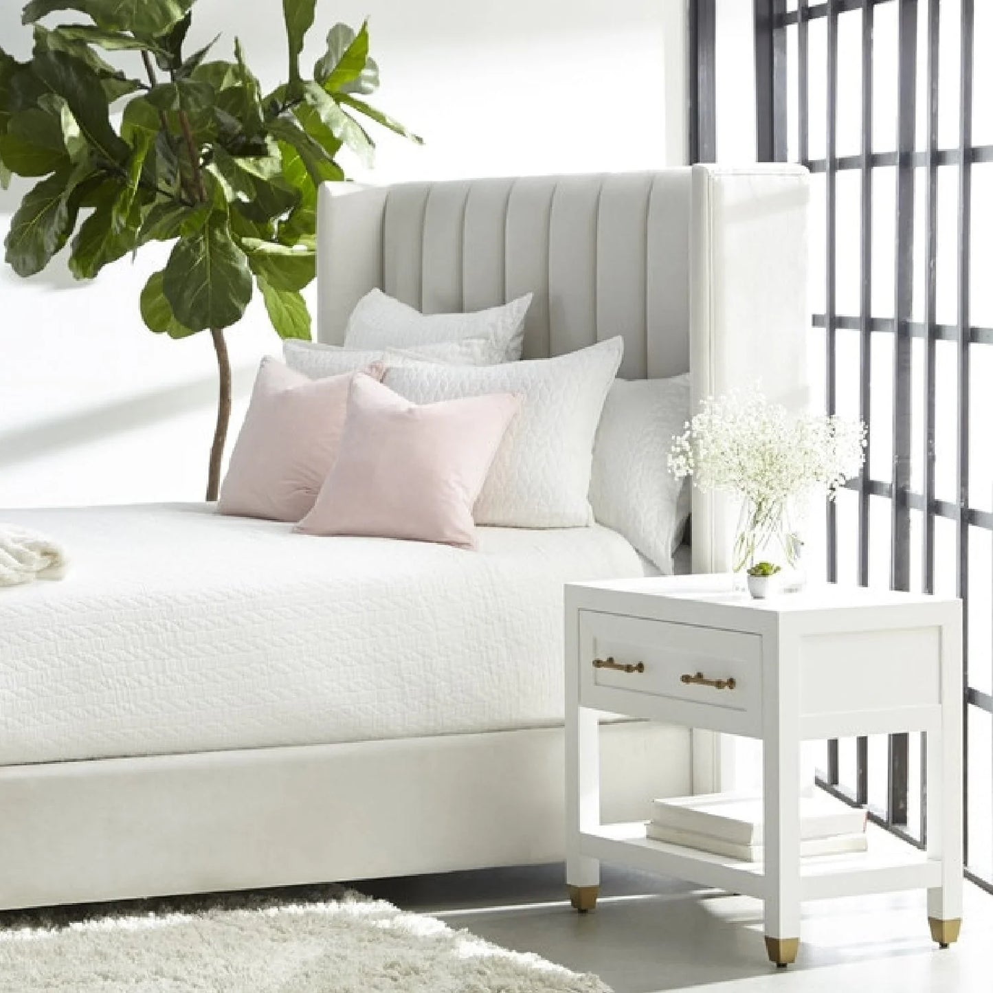 Luxury Modern Stella 1-Drawer Nightstand European Style for Villa