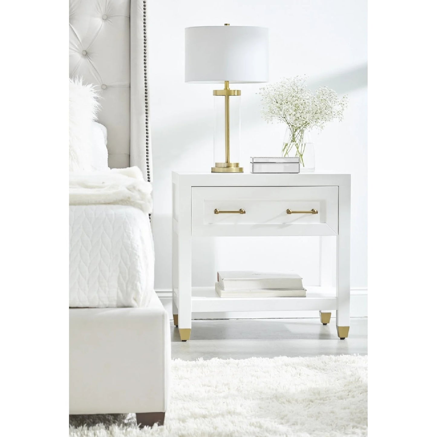 Luxury Modern Stella 1-Drawer Nightstand European Style for Villa