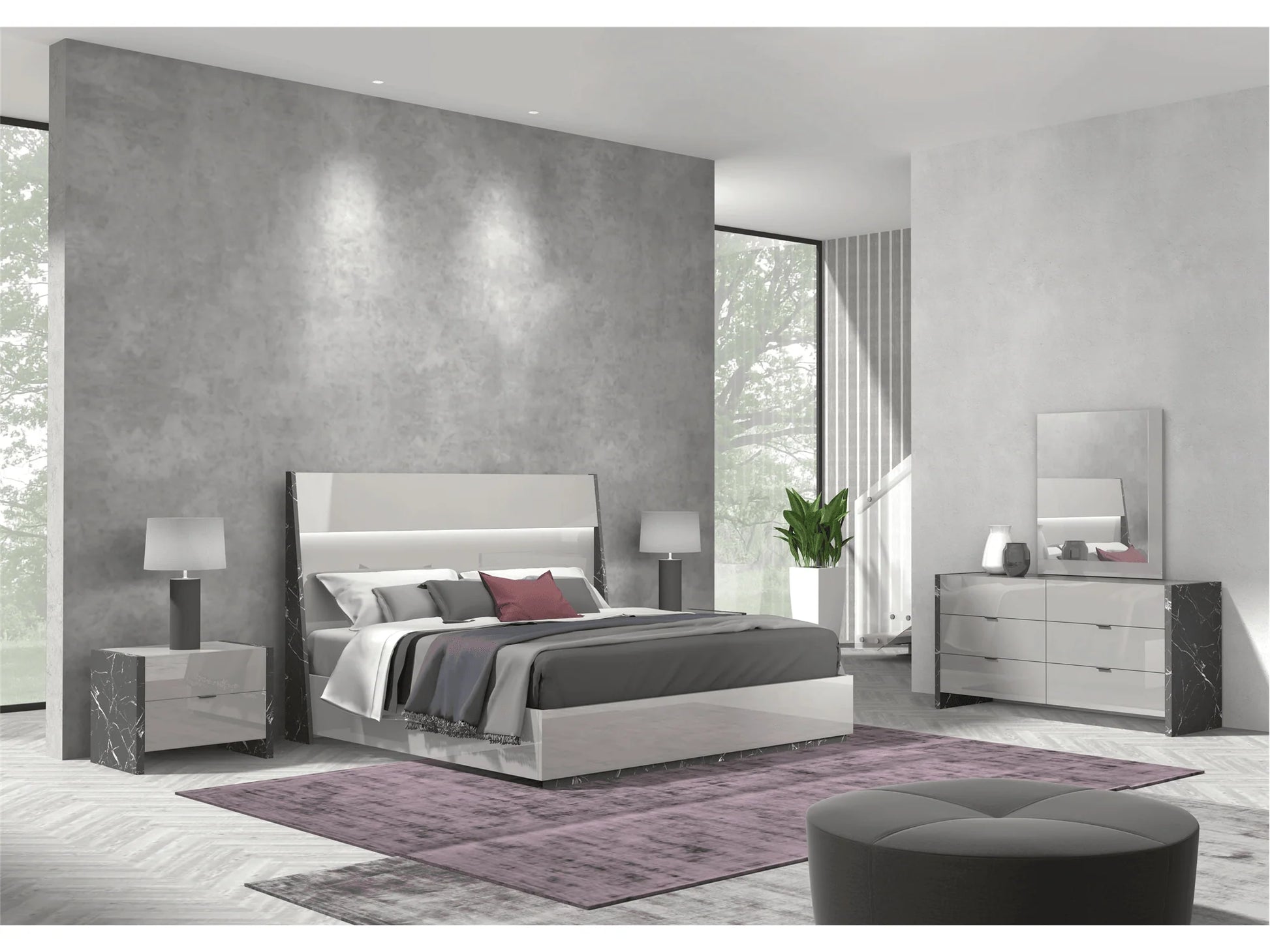 Luxury Modern Stone Bedroom Set European Style for Villa