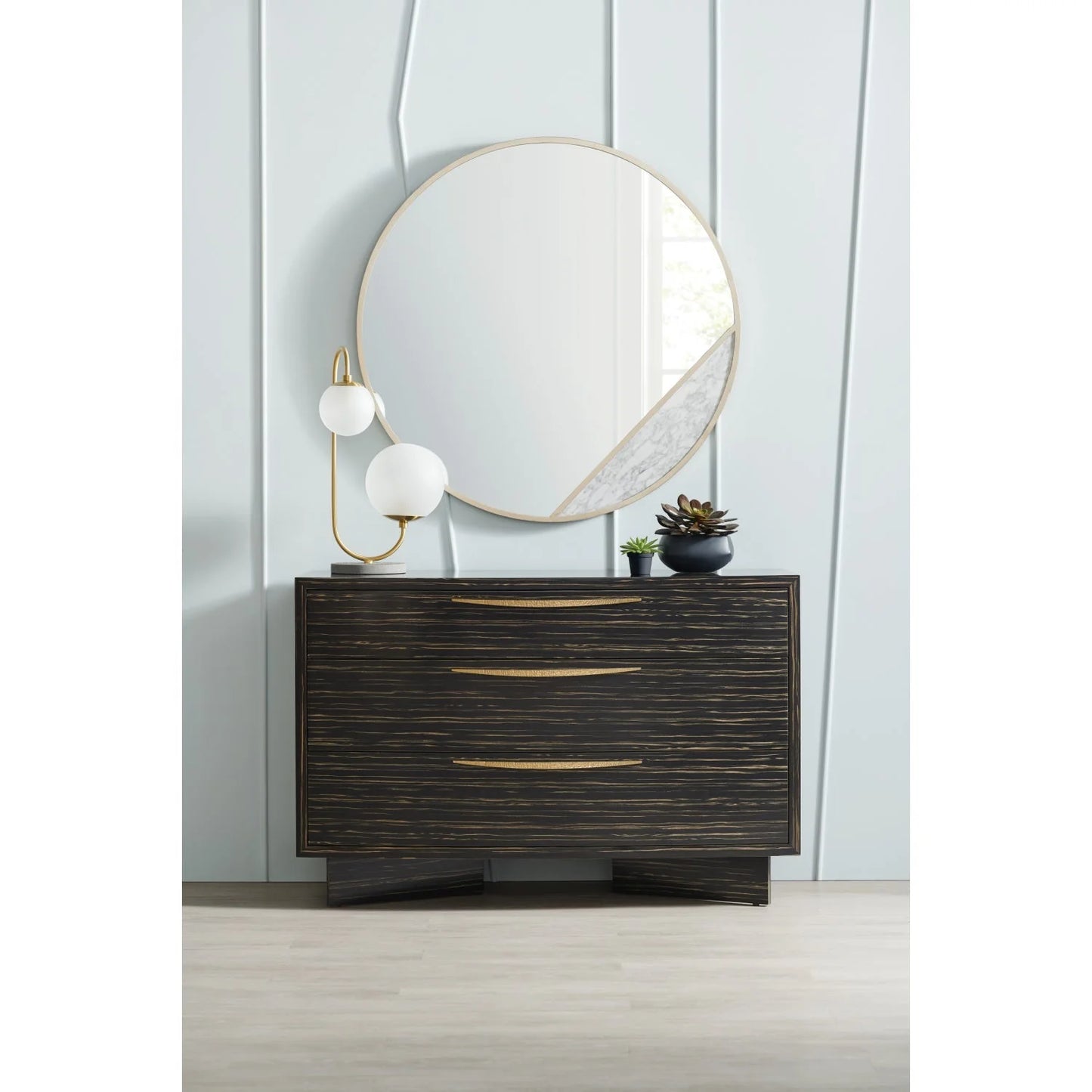 Luxury Modern Striated Black Dresser European Style for Villa