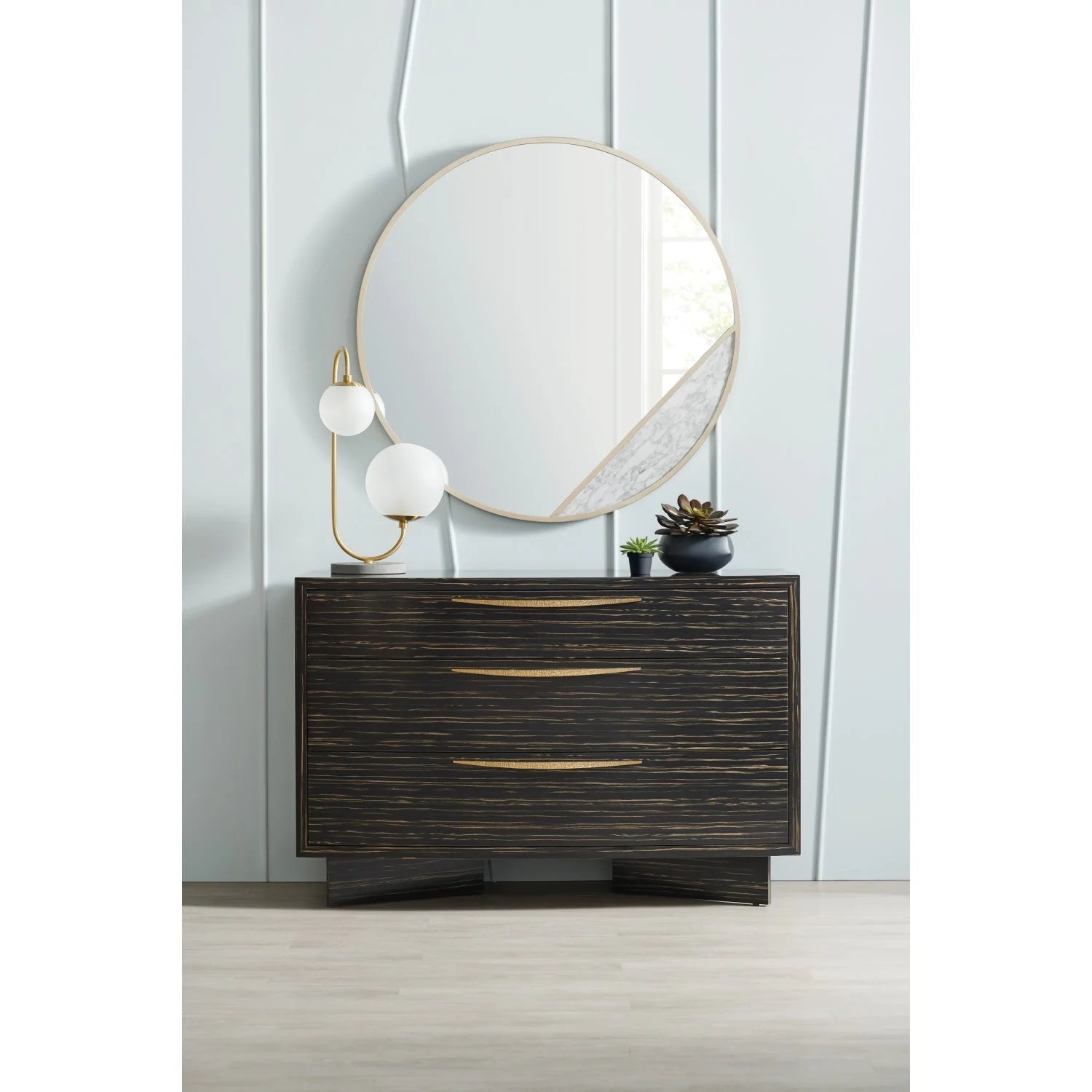 Luxury Modern Striated Black Dresser European Style for Villa