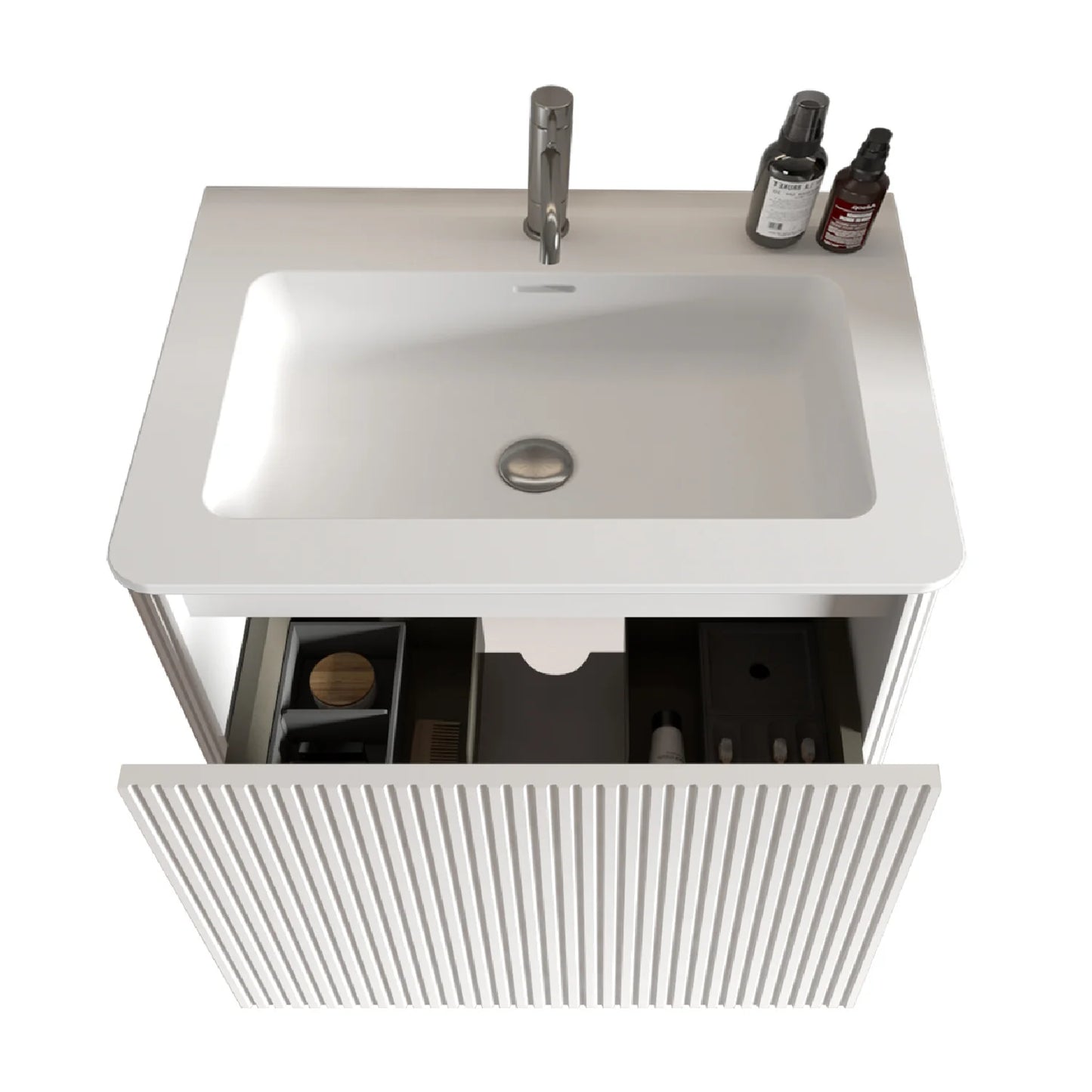 Luxury Modern Striped Soft White Bathroom Vanity European Style for Villa