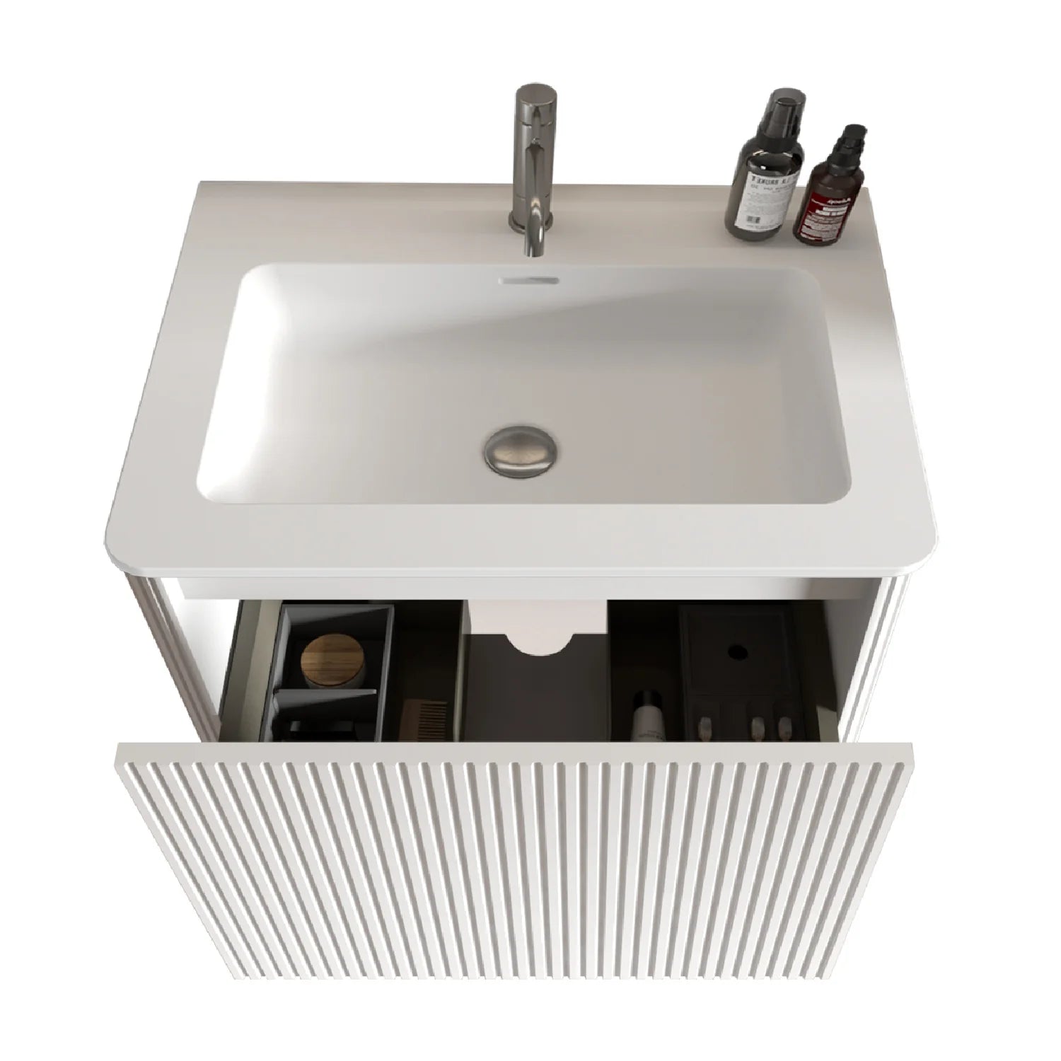Luxury Modern Striped Soft White Bathroom Vanity European Style for Villa