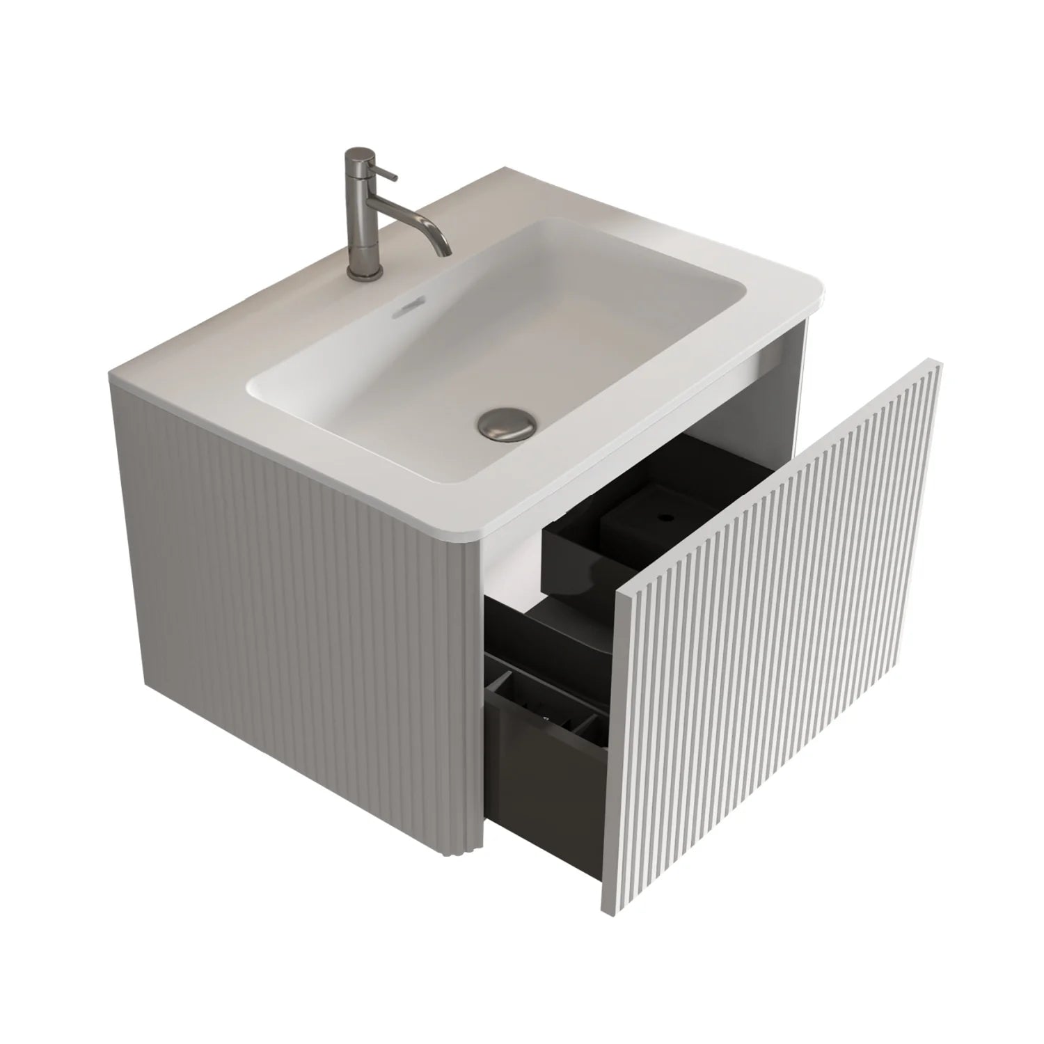 Luxury Modern Striped Soft White Bathroom Vanity European Style for Villa