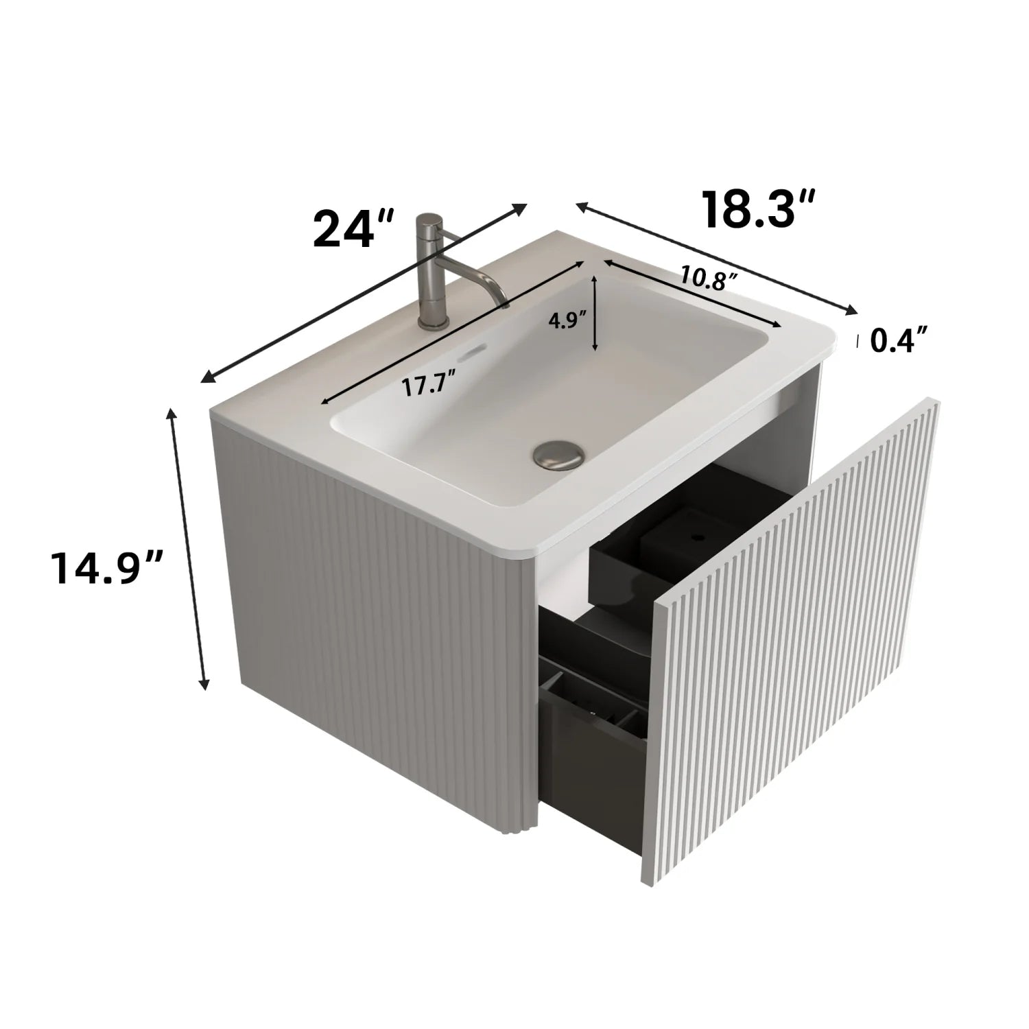Luxury Modern Striped Soft White Bathroom Vanity European Style for Villa