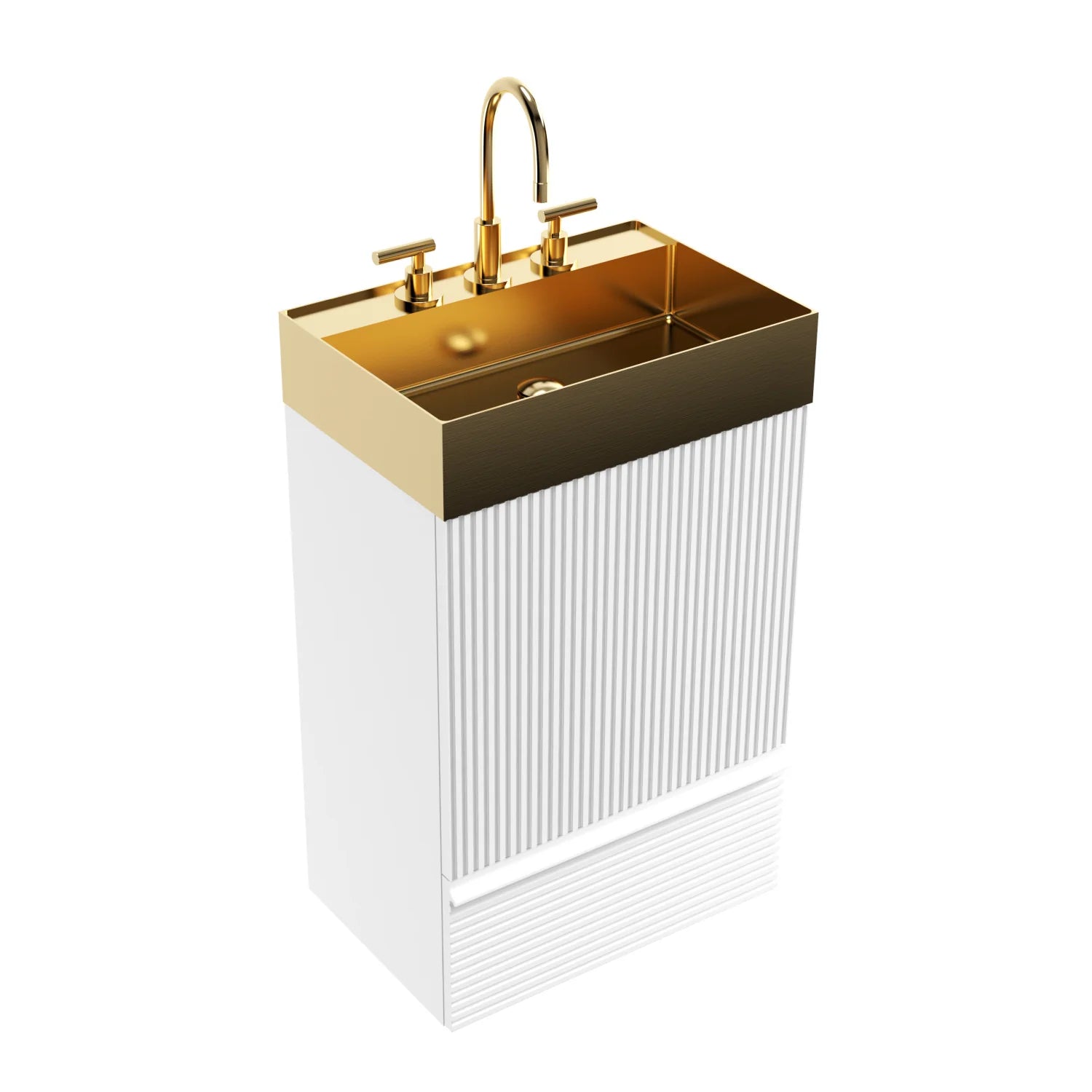 Luxury Modern Striped Velvet Bathroom Cabinet European Style for Villa
