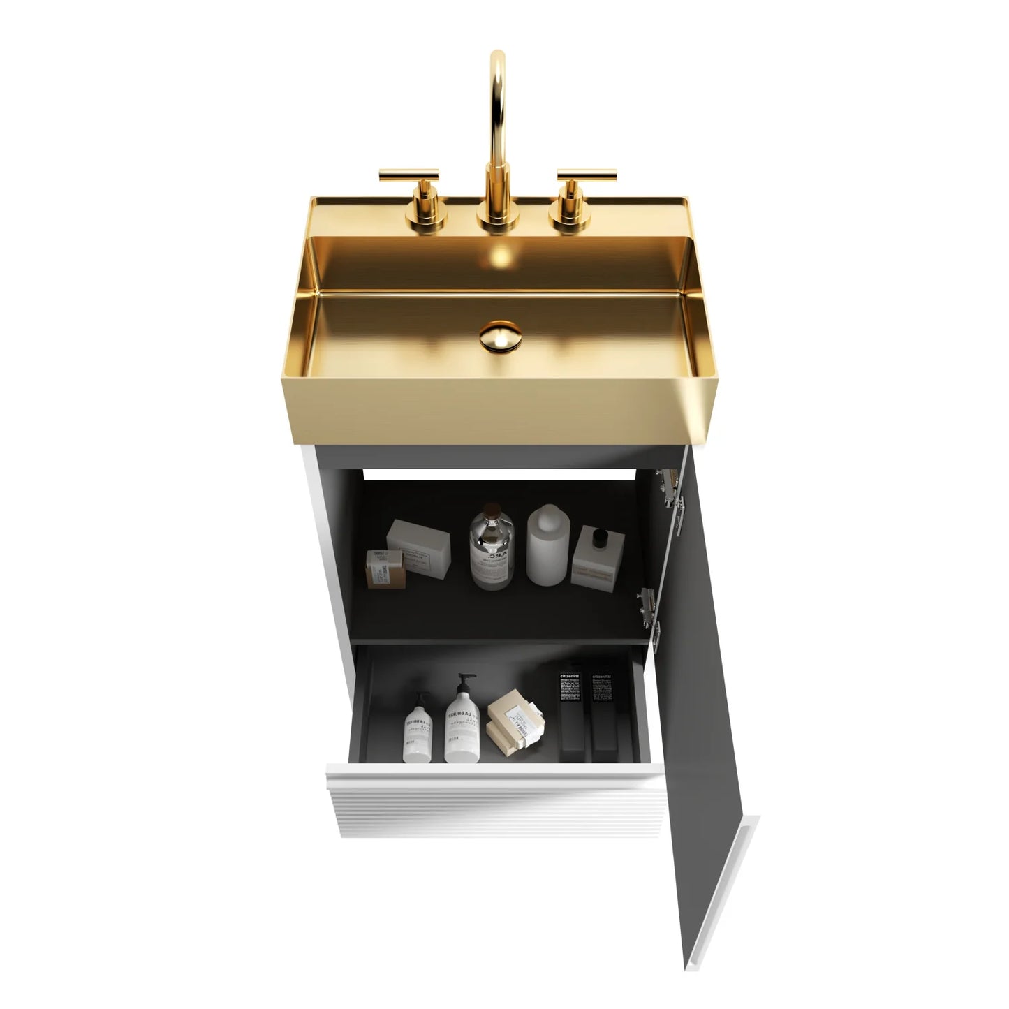 Luxury Modern Striped Velvet Bathroom Cabinet European Style for Villa