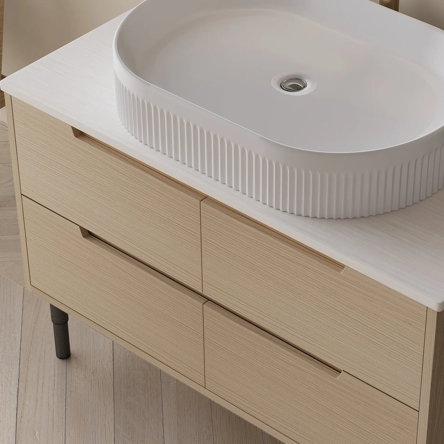 Luxury Modern Striped Wood Bathroom Vanity European Style for Villa