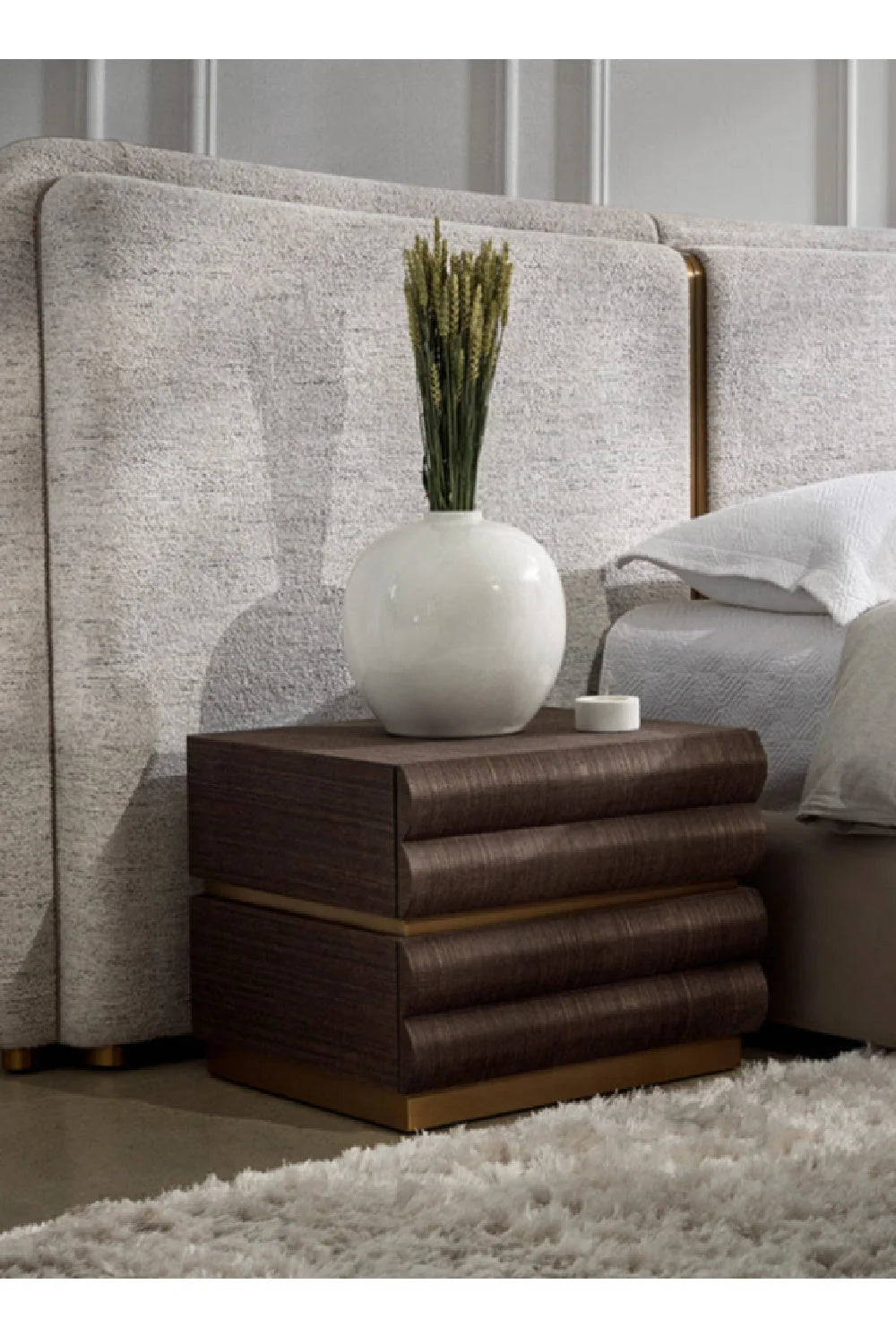 Luxury Modern Subira 2-Drawer Nightstand European Style for Villa