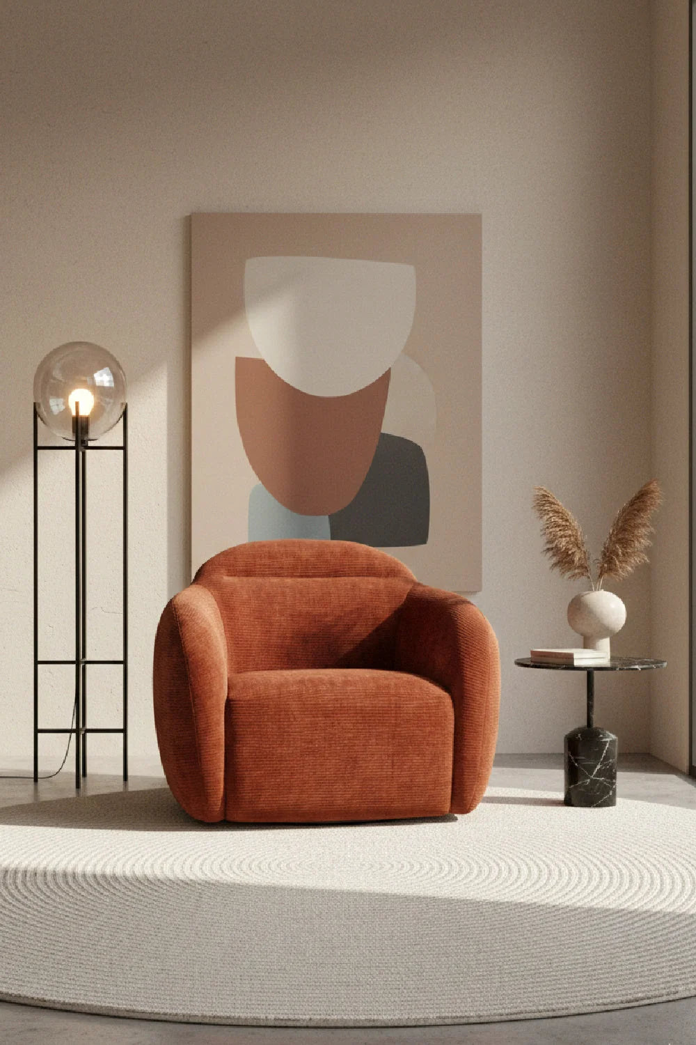 Luxury Modern Swivel Lounge Chair Modern Italian Style for Villa