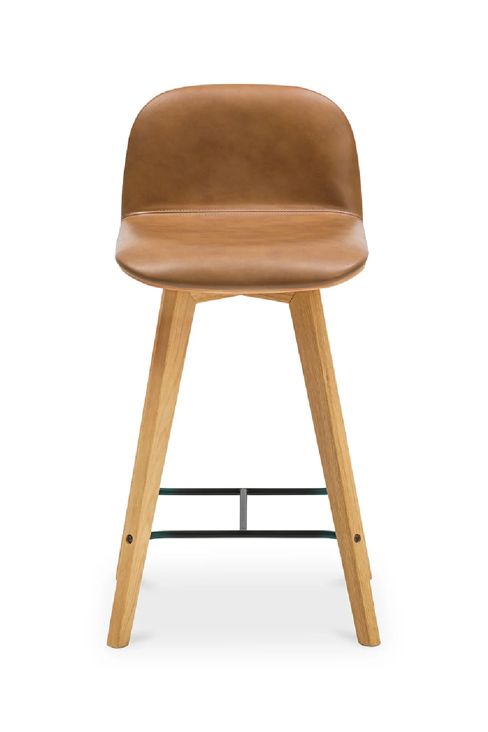 Luxury Modern Tan Leather Counter Stool European Style for Villa