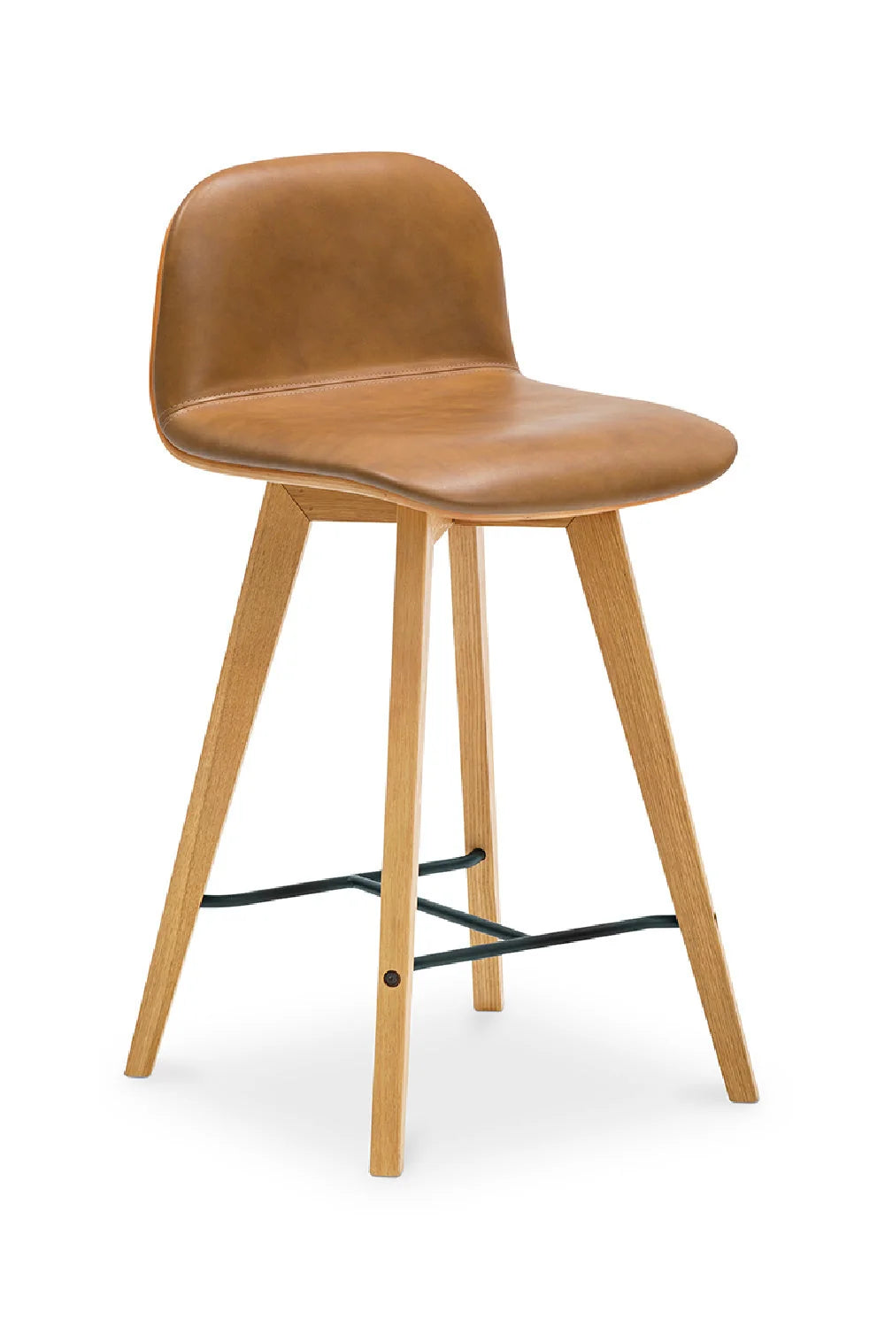 Luxury Modern Tan Leather Counter Stool European Style for Villa