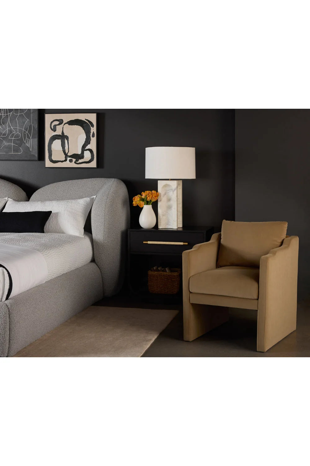 Luxury Modern Tarrant Oak Nightstand European Style for Villa