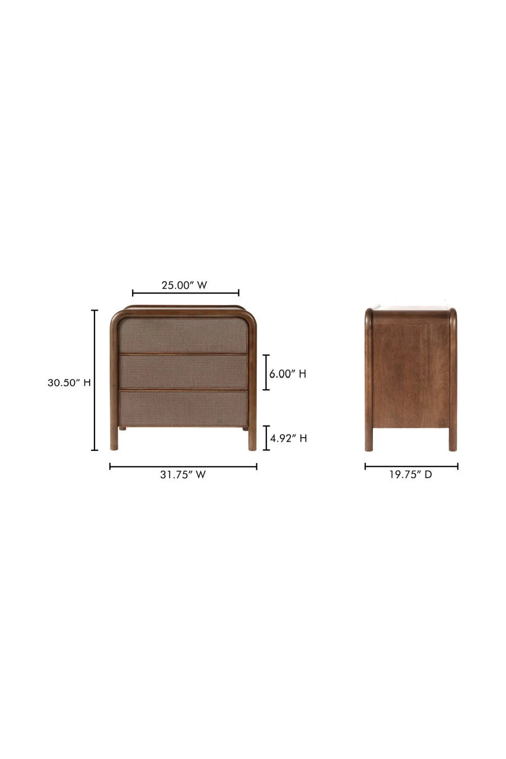 Luxury Modern Tatami Mat 3-Drawer Nightstand European Style for Villa