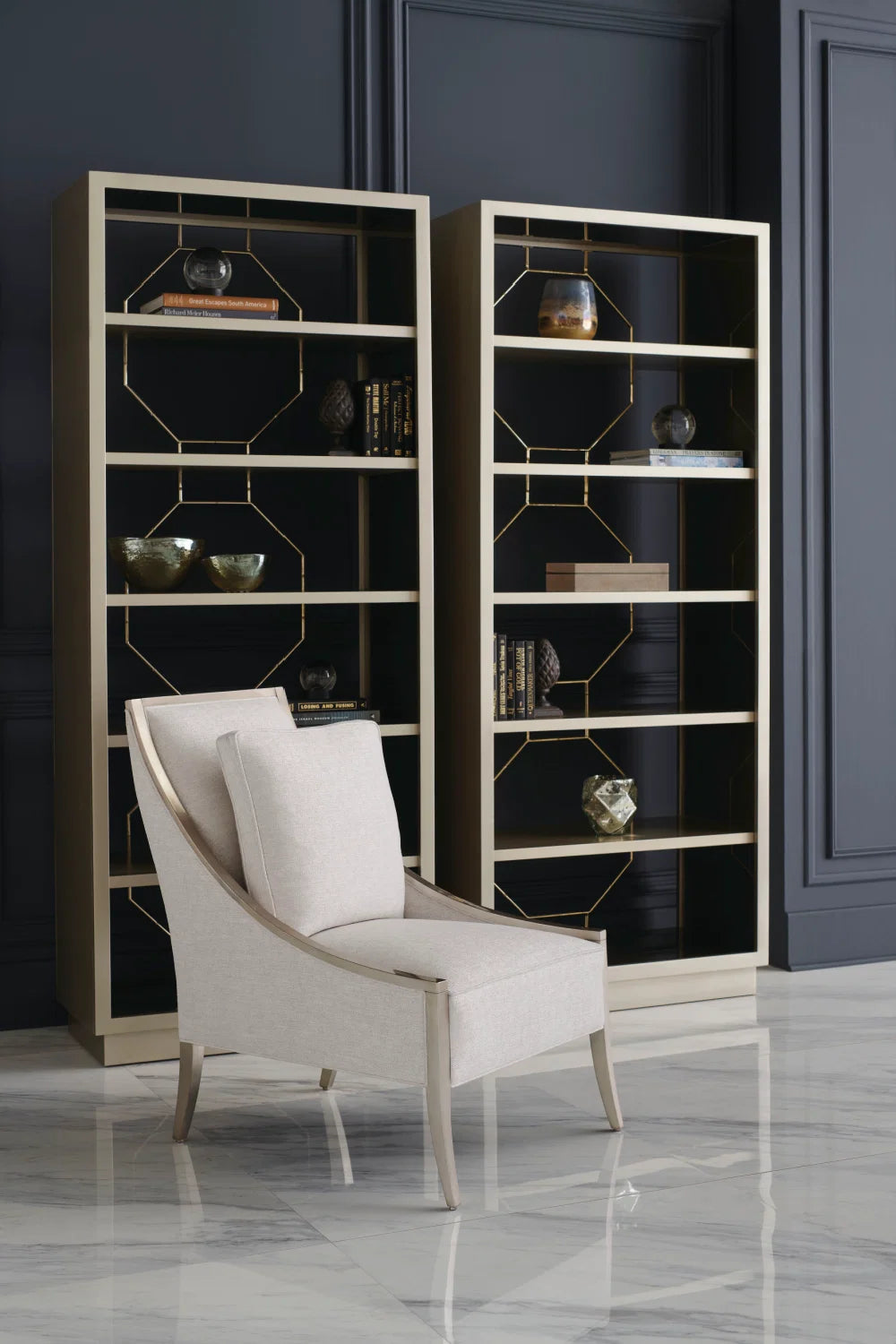 Luxury Modern Taupe Metallic Shelf European Style for Villa