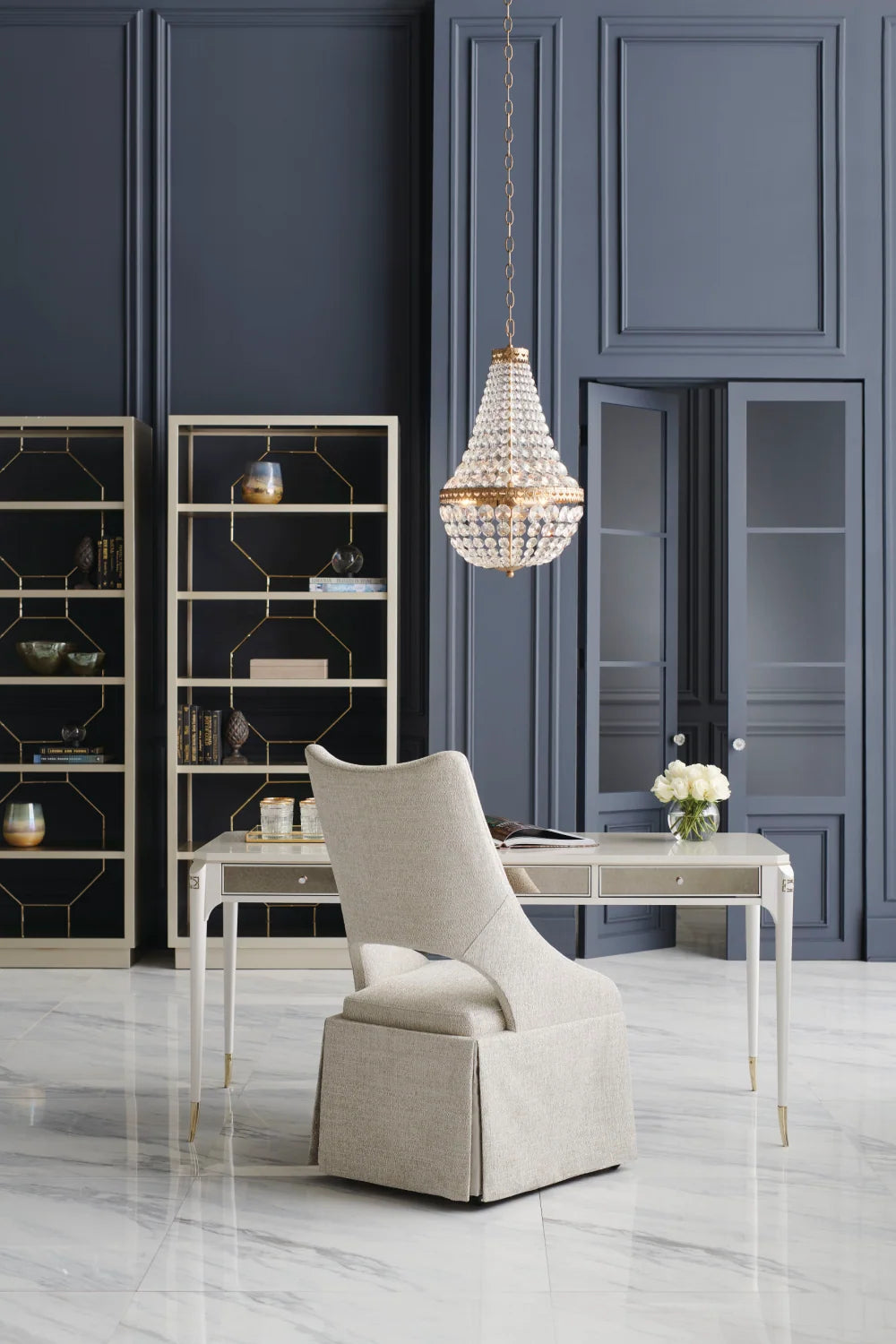 Luxury Modern Taupe Metallic Shelf European Style for Villa