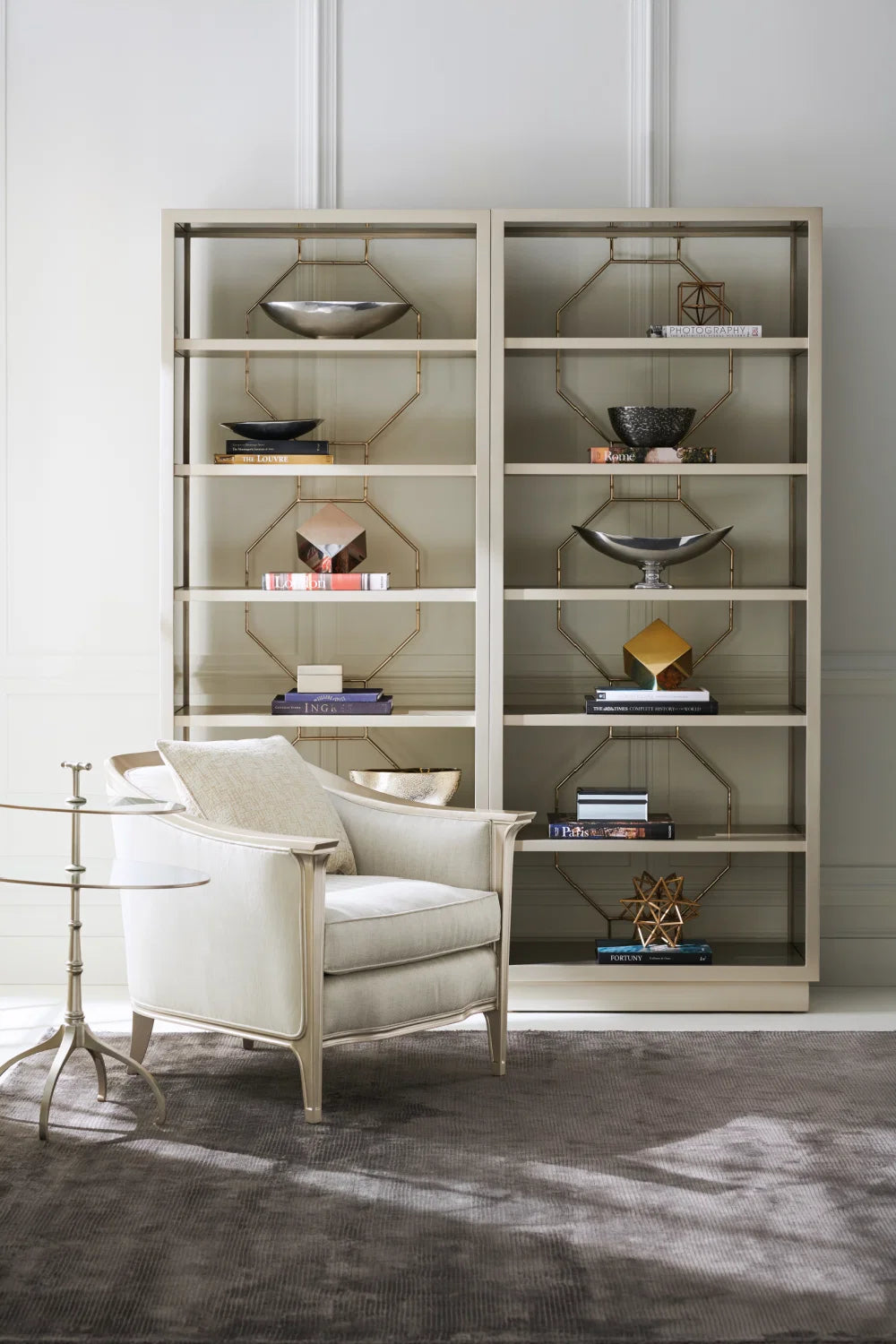Luxury Modern Taupe Metallic Shelf European Style for Villa