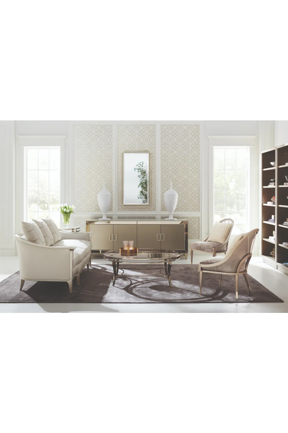 Luxury Modern Taupe Metallic Shelf European Style for Villa