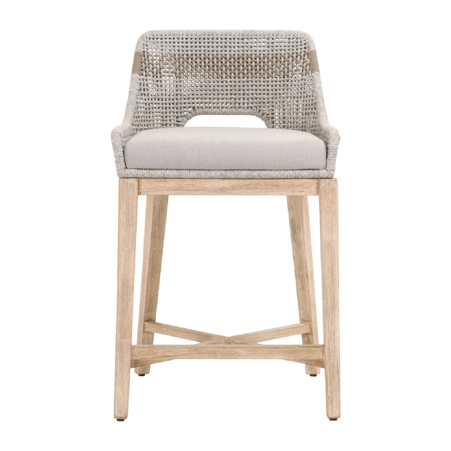 Luxury Modern Taupe Woven Counter Stool European Style for Villa