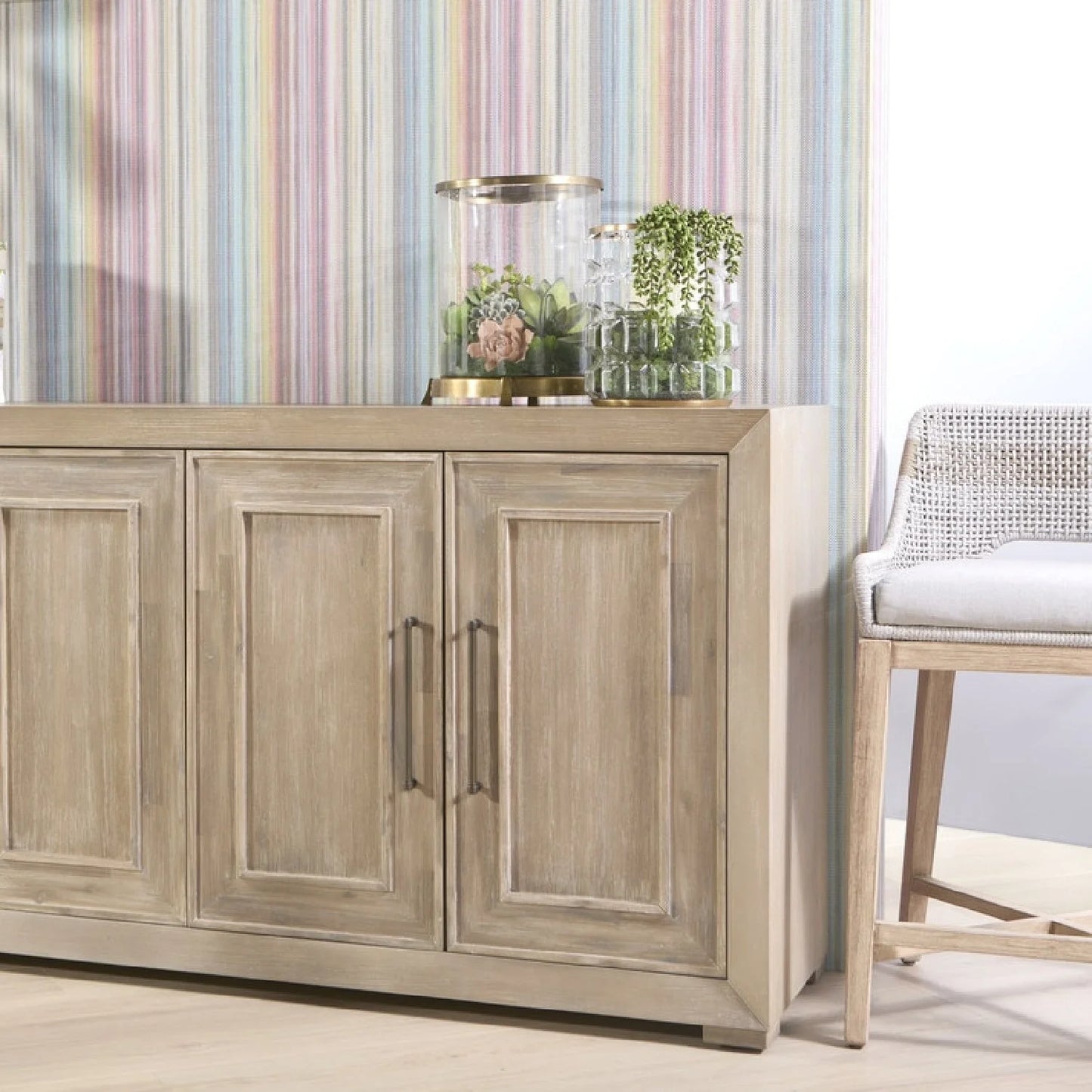 Luxury Modern Taupe Woven Counter Stool European Style for Villa