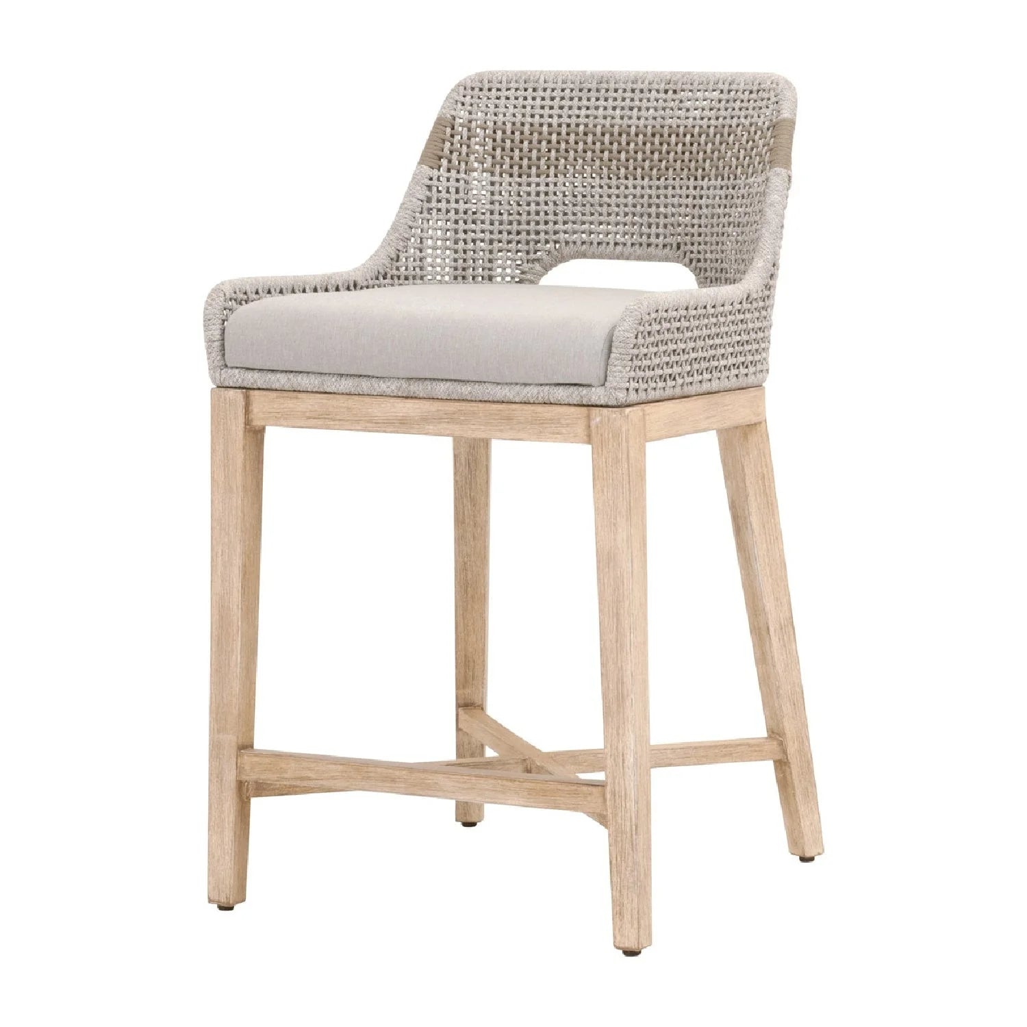 Luxury Modern Taupe Woven Counter Stool European Style for Villa