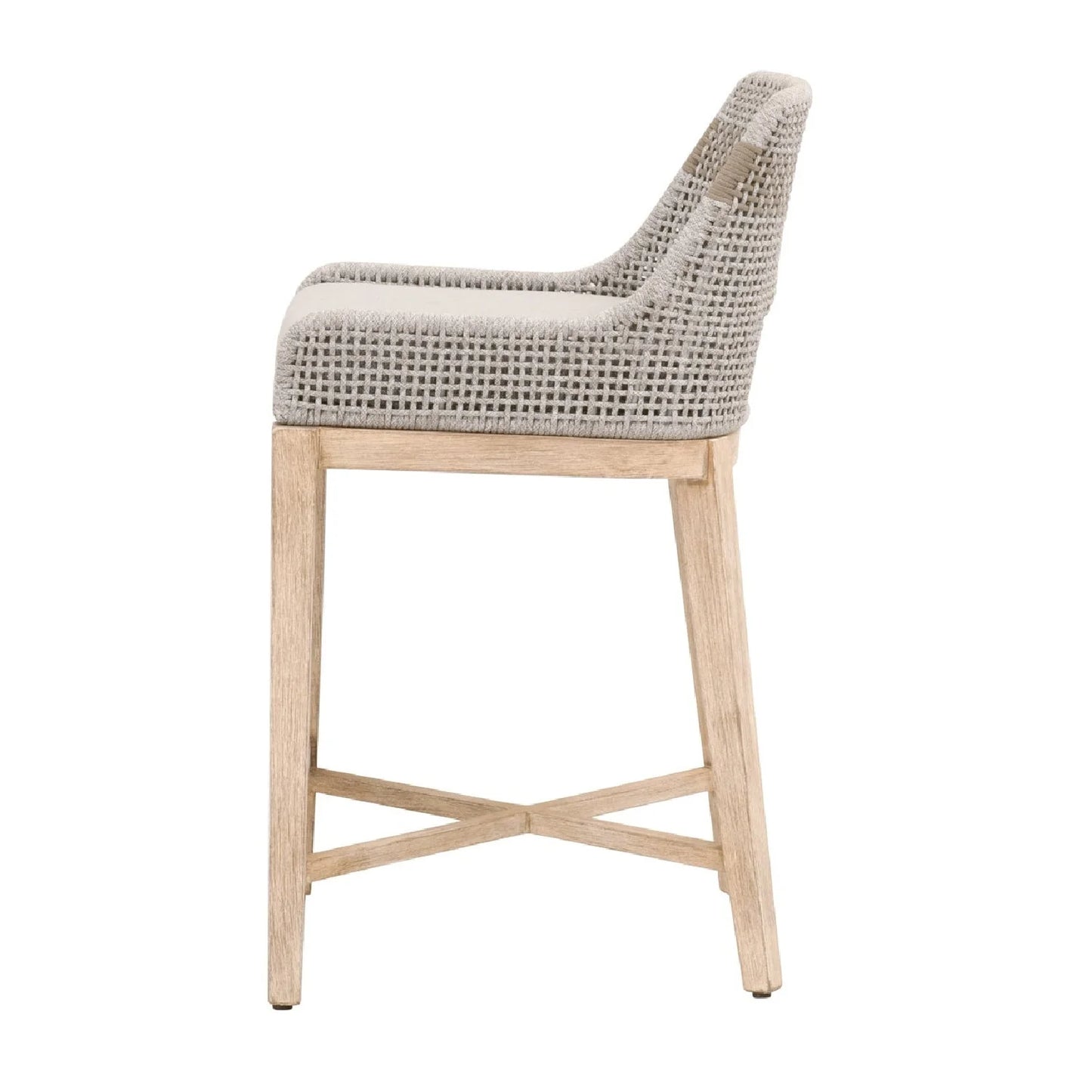 Luxury Modern Taupe Woven Counter Stool European Style for Villa