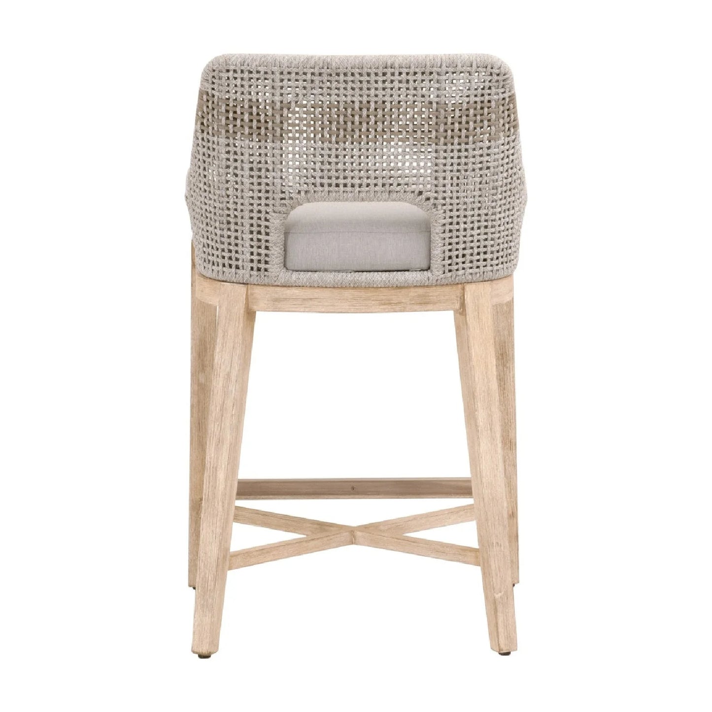 Luxury Modern Taupe Woven Counter Stool European Style for Villa