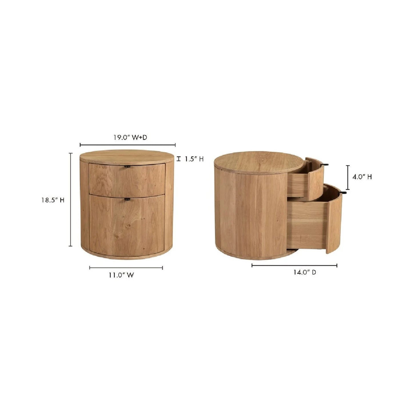 Luxury Modern Theo 2-Drawer Nightstand European Style for Villa