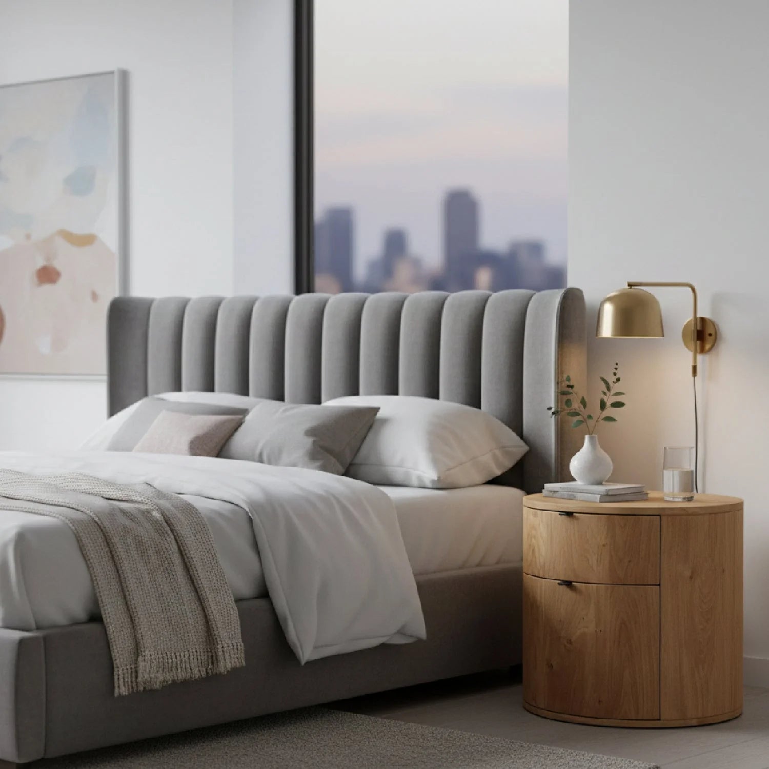 Luxury Modern Theo 2-Drawer Nightstand European Style for Villa