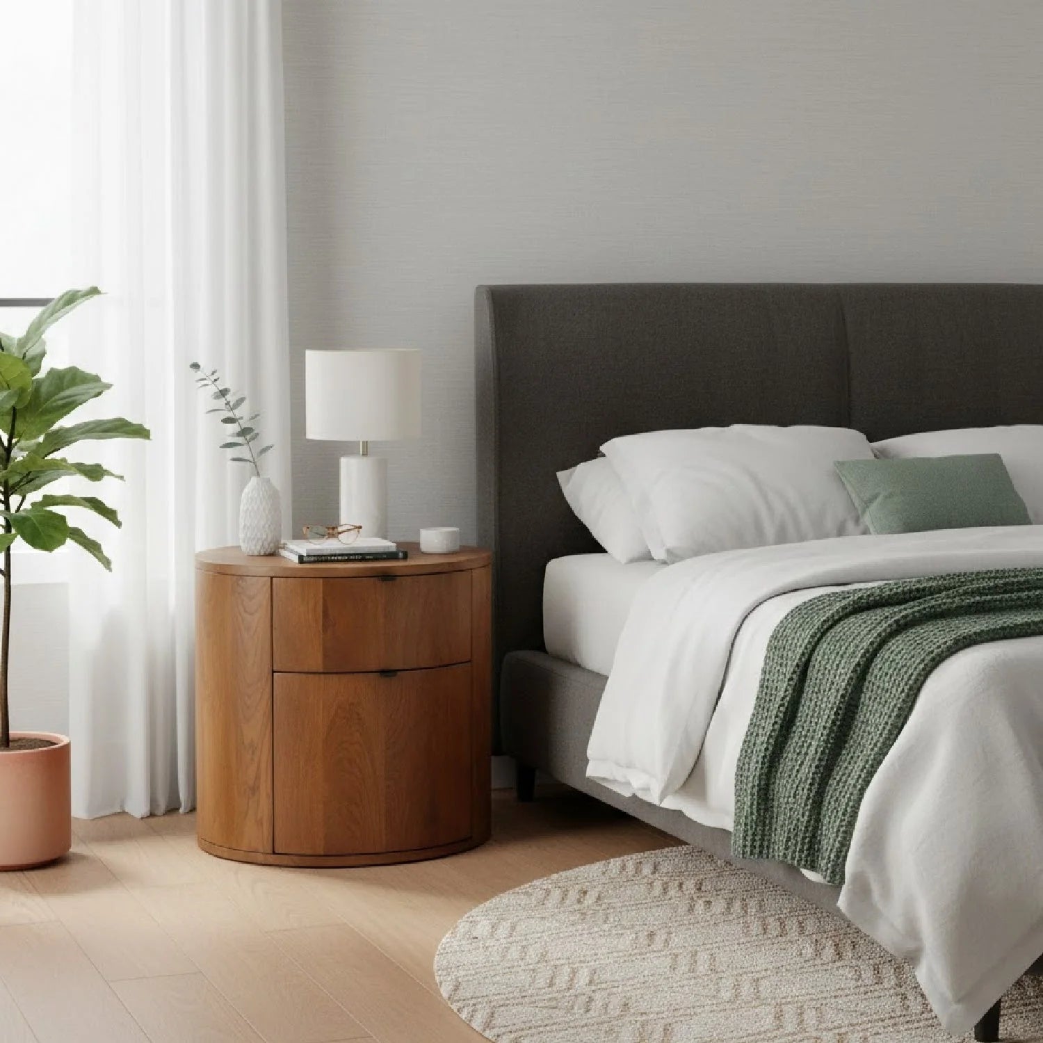 Luxury Modern Theo Round Nightstand European Style for Villa