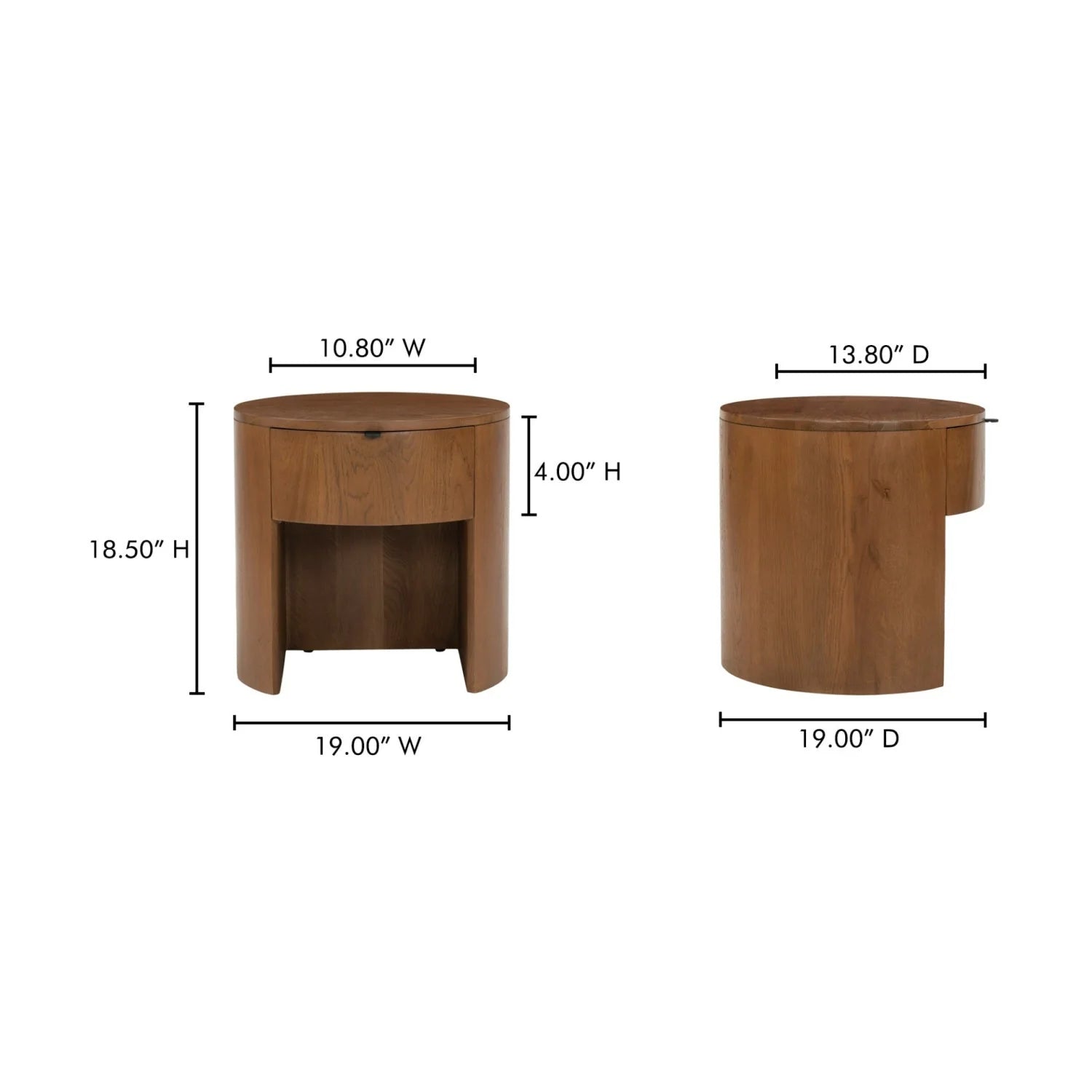 Luxury Modern Theo Round Oak Nightstand European Style for Villa