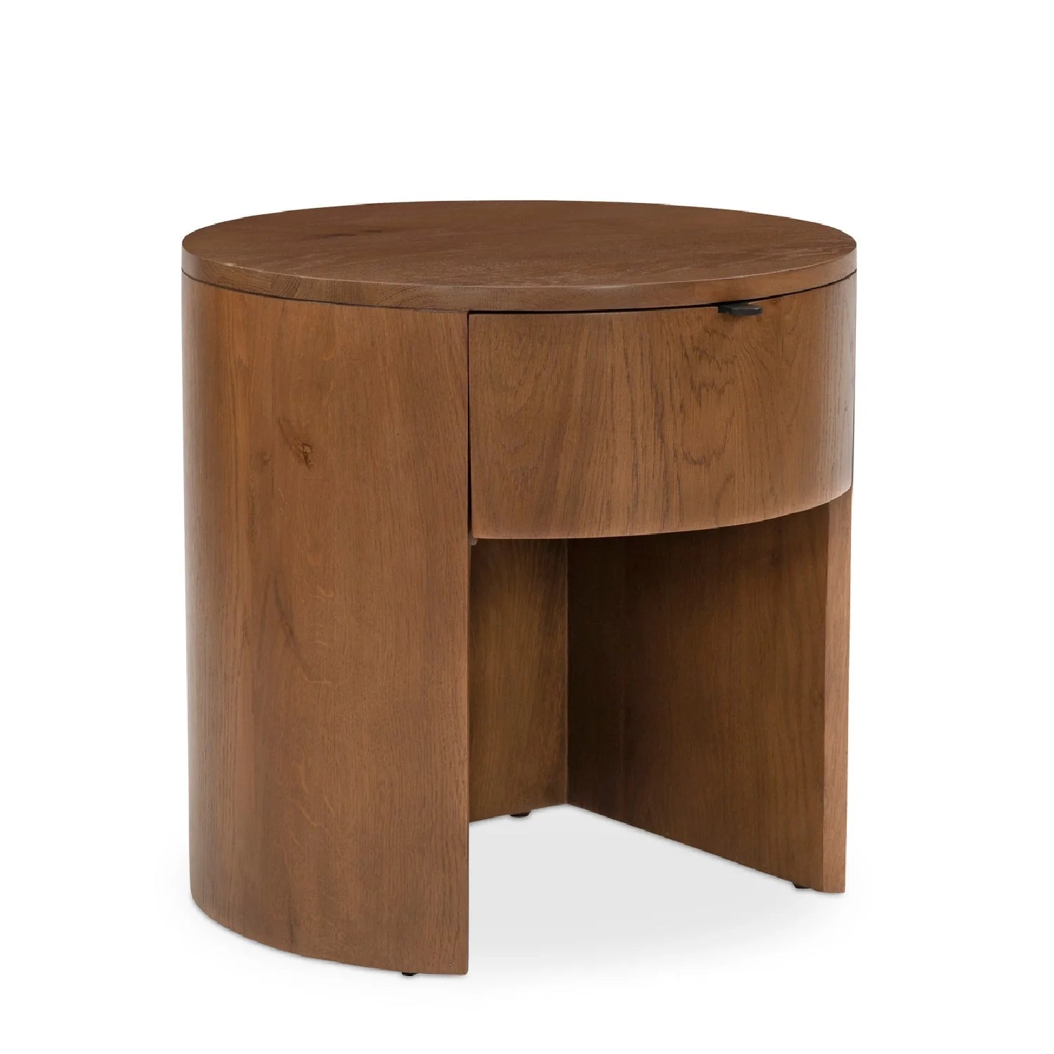 Luxury Modern Theo Round Oak Nightstand European Style for Villa