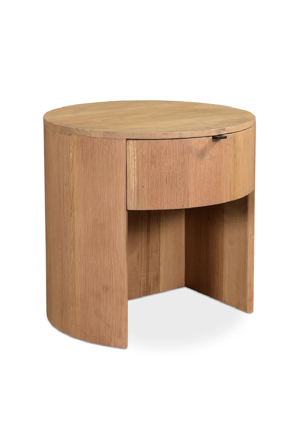 Luxury Modern Theo Round Oak Nightstand European Style for Villa