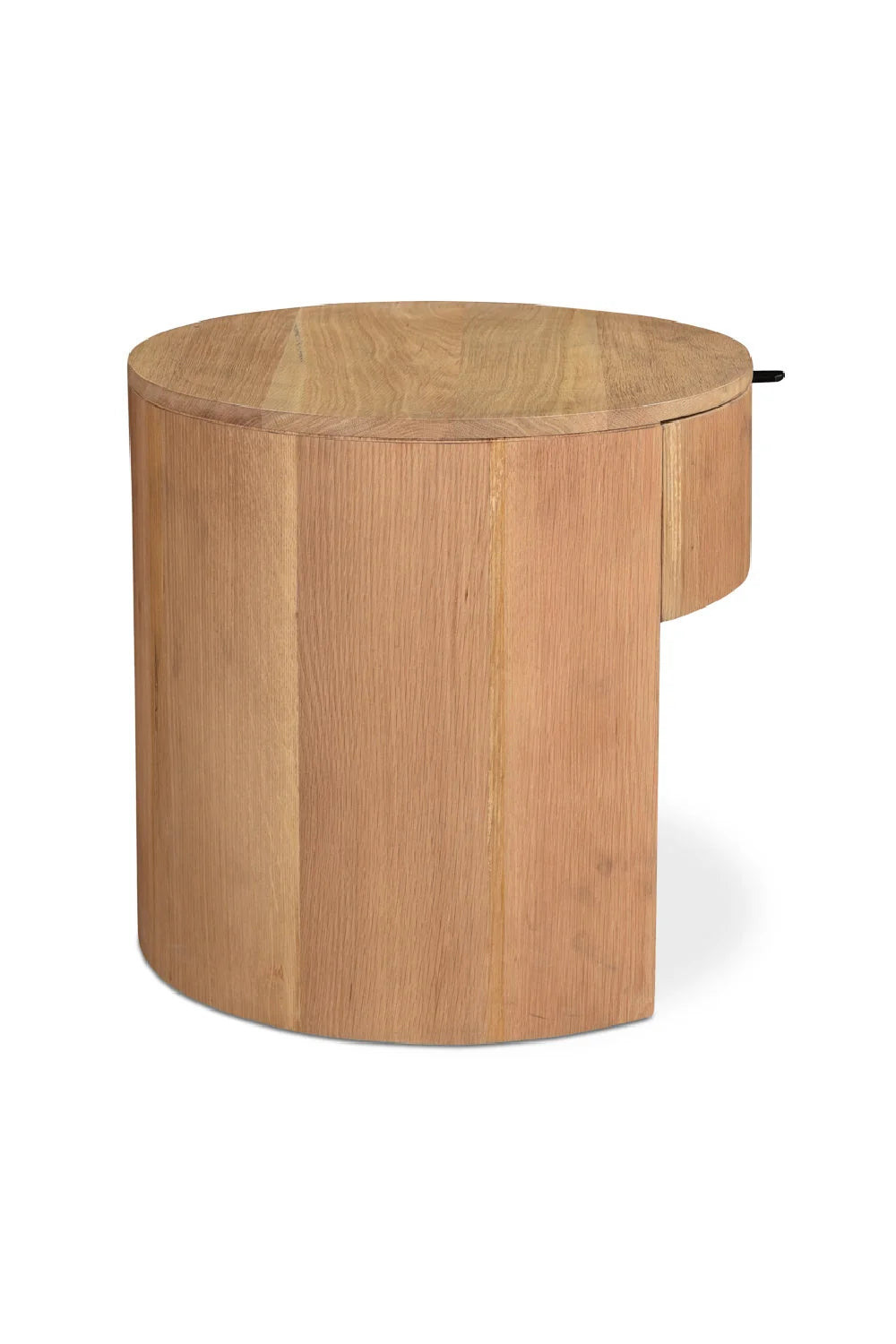 Luxury Modern Theo Round Oak Nightstand European Style for Villa
