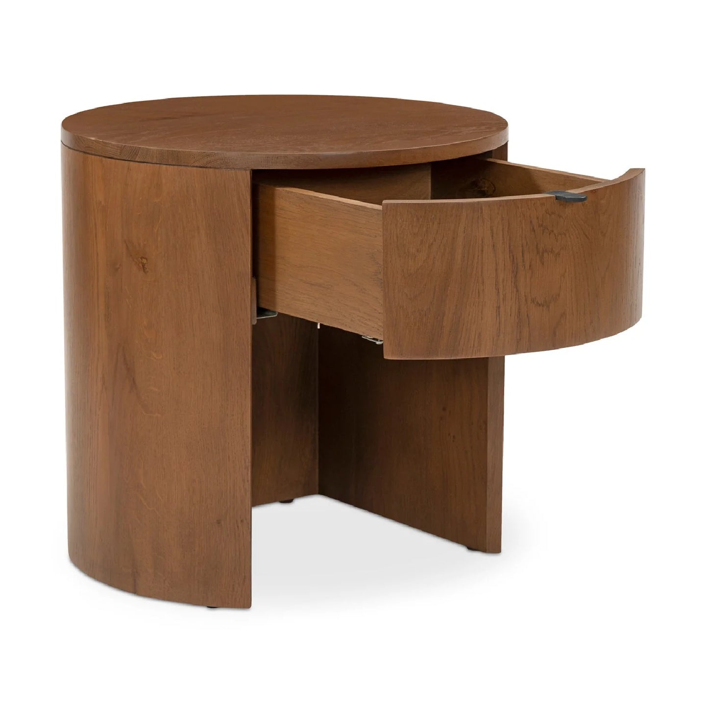 Luxury Modern Theo Round Oak Nightstand European Style for Villa
