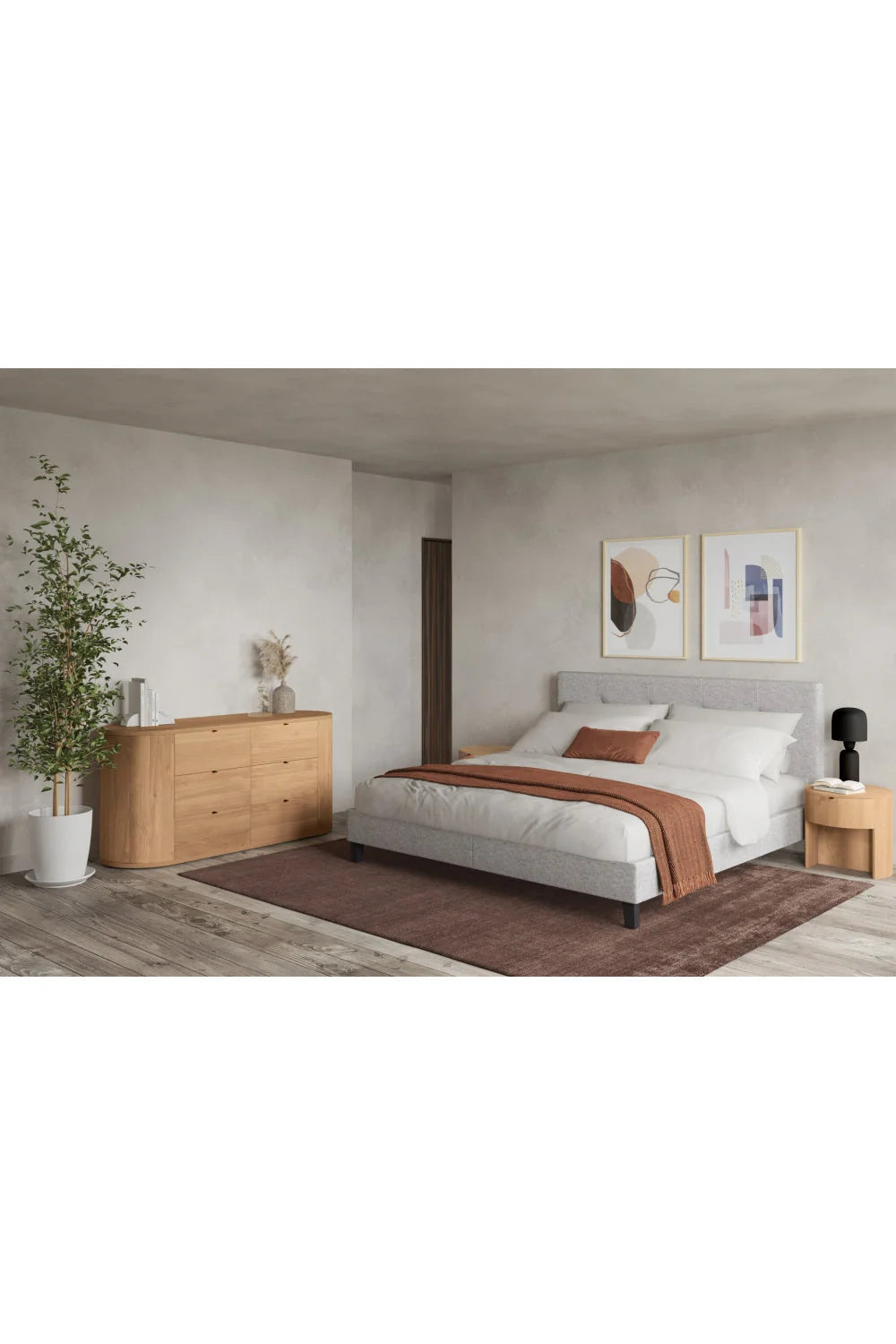Luxury Modern Theo Round Oak Nightstand European Style for Villa