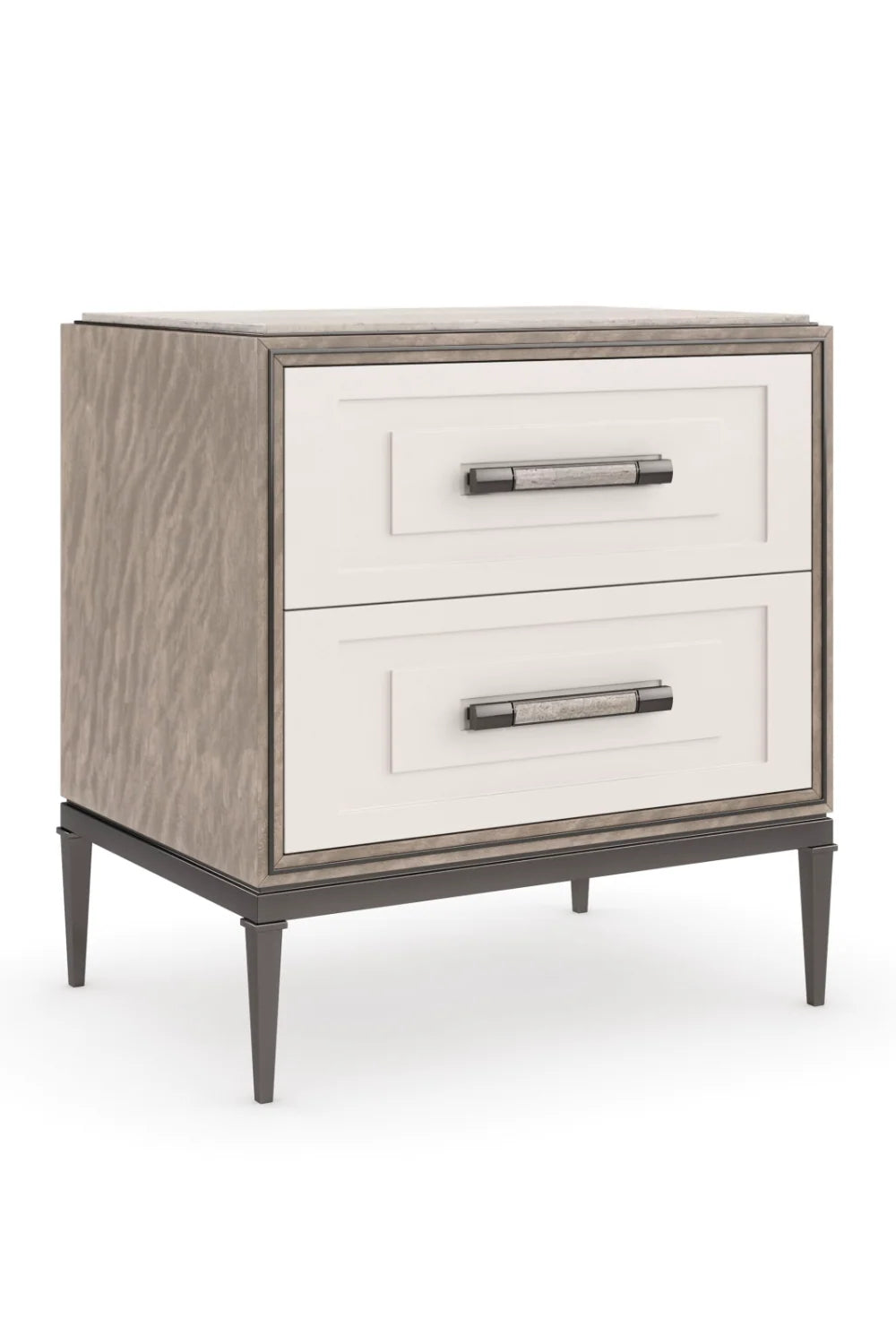 Luxury Modern Travertine 2-Drawer Nightstand European Style for Villa