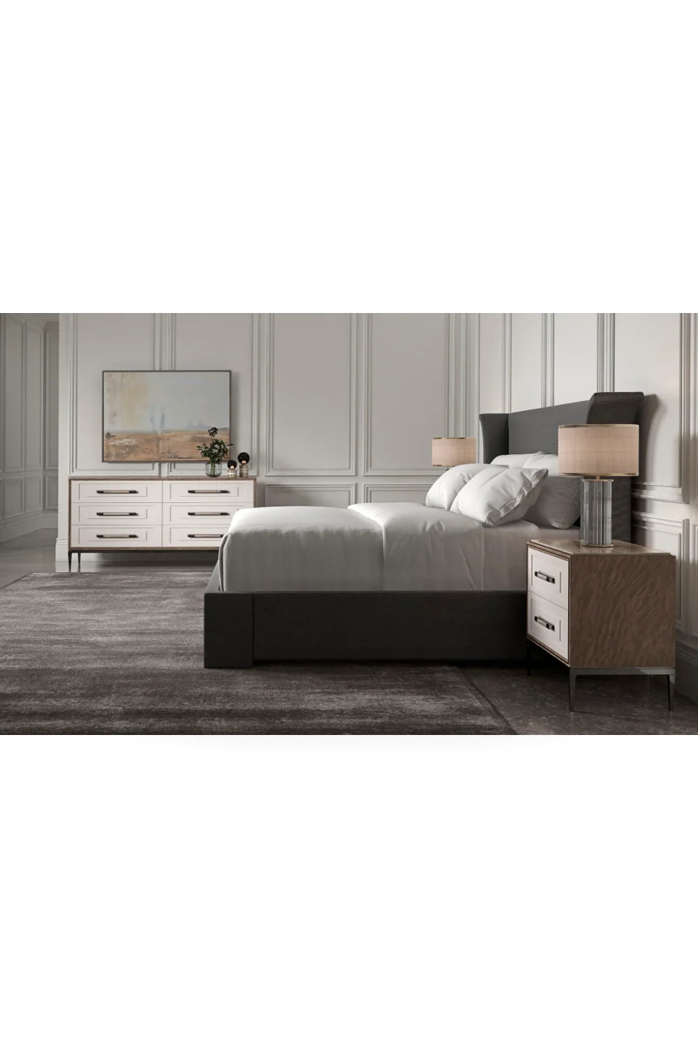 Luxury Modern Travertine 2-Drawer Nightstand European Style for Villa