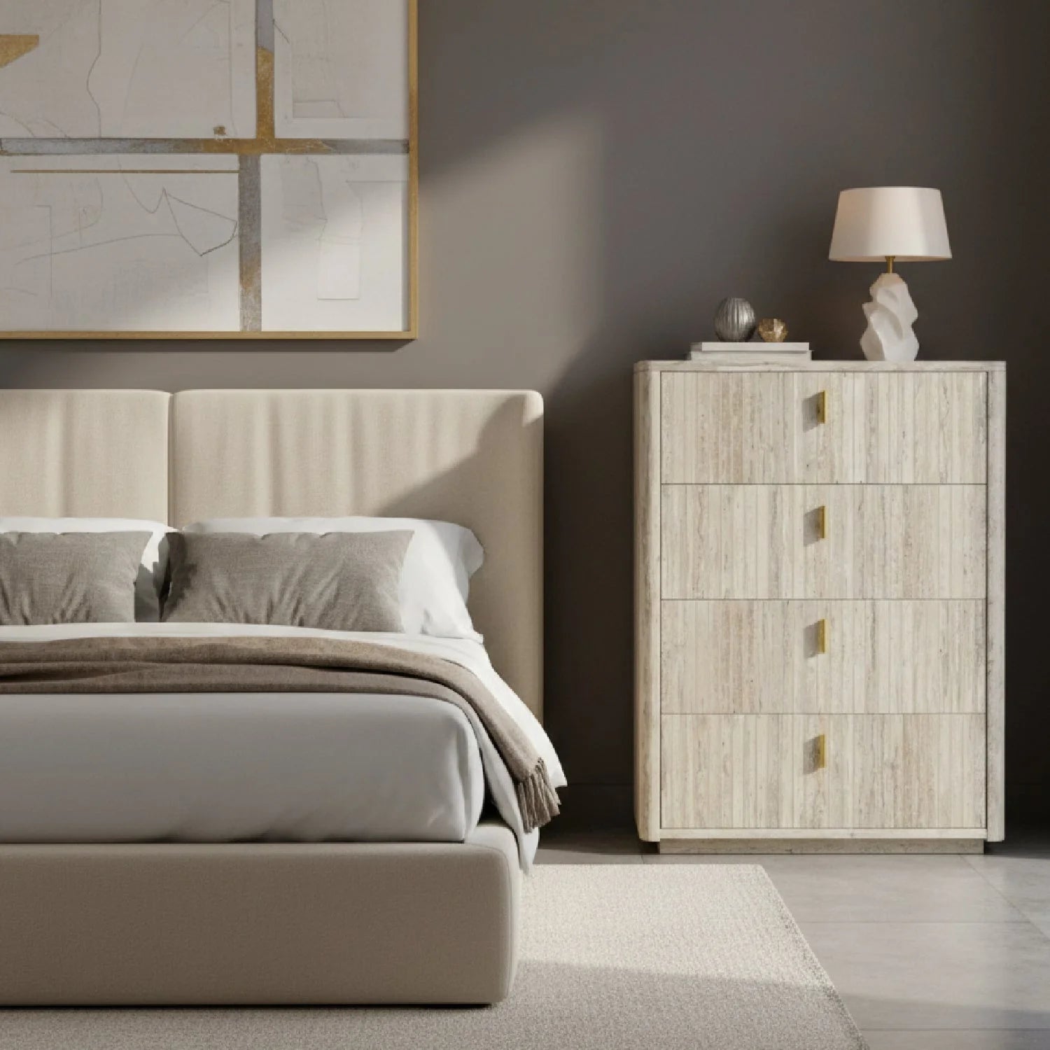 Luxury Modern Travertine 4-Drawer Desk European Style for Villa