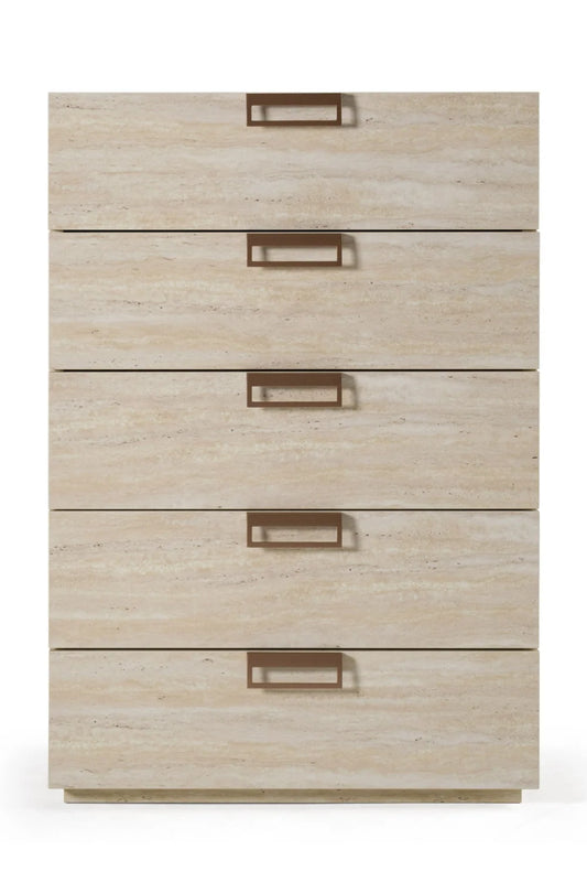 Luxury Modern Travertine 5-Drawer Chest European Style for Villa