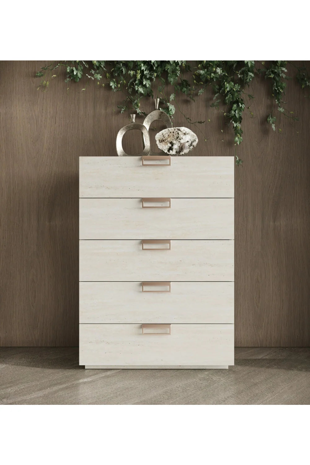 Luxury Modern Travertine 5-Drawer Chest European Style for Villa